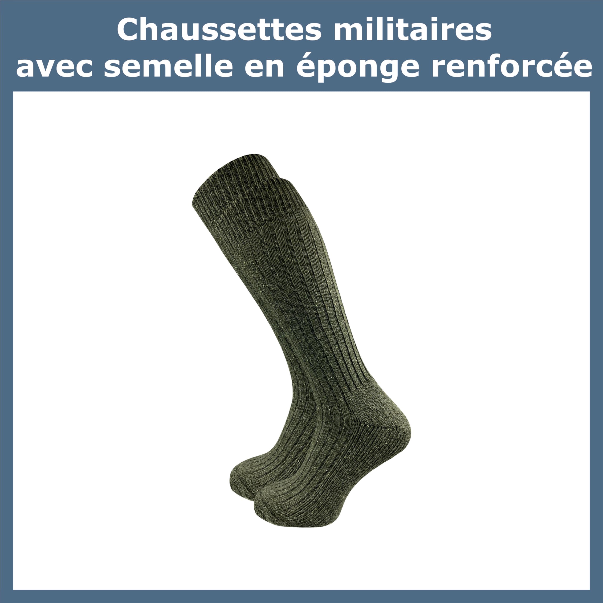 GAWILO Chaussettes militaires hautes homme (4 paires) – Chaussettes de chasse & armée – Longues & vertes
