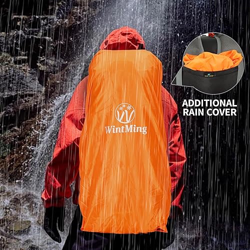 Miniatura 2 de WintMing - Mochila de senderismo de 75 litros con cubierta de lluvia, impermeable, mochila de campamento, zapatos de almacén para hombres y mujeres