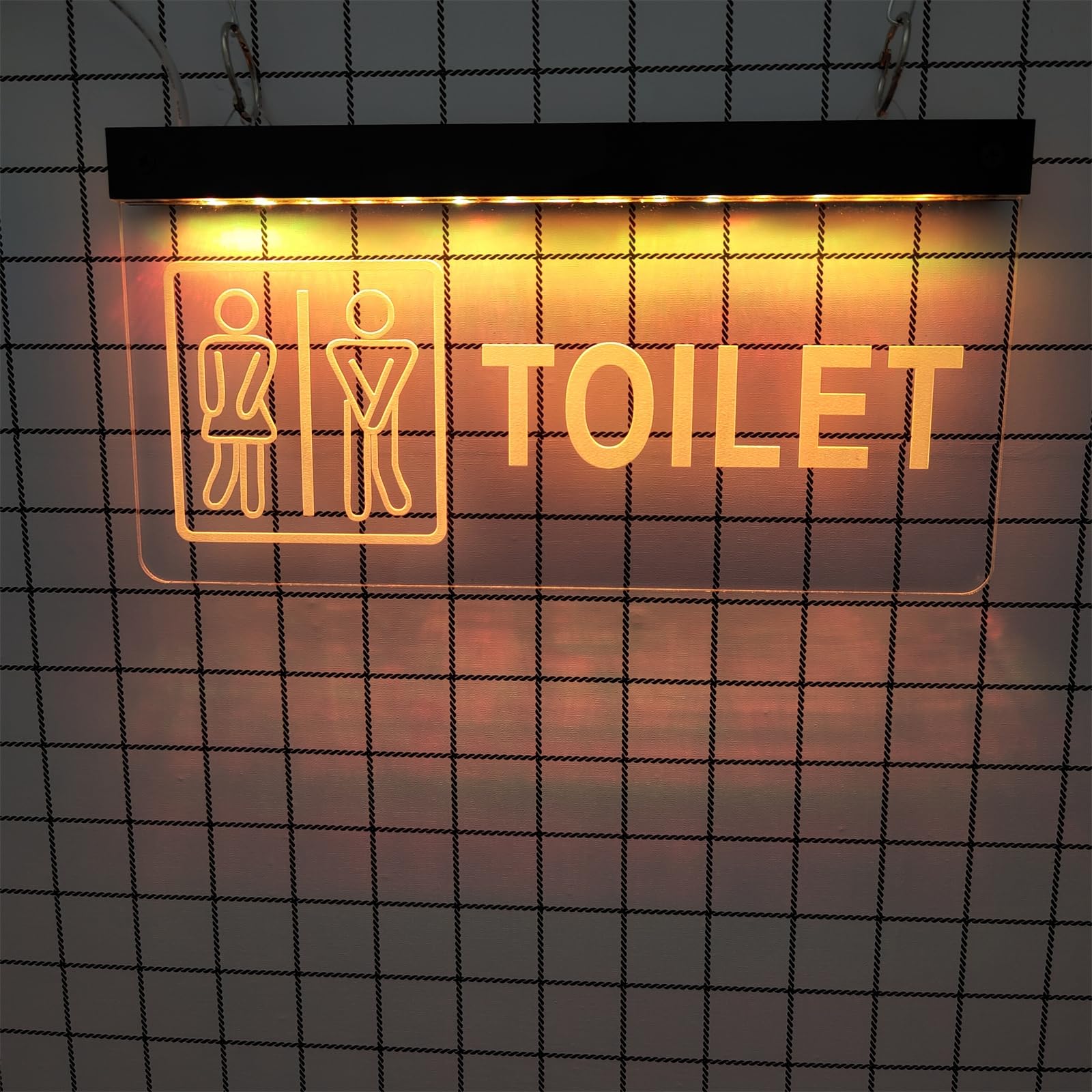 Keyqeen Orange Toilet Neon Sign, Restrooms 3D Carving Acrylic Neon Lights For Washroomwall Decor Led Luminous Signs, 30X15cm,