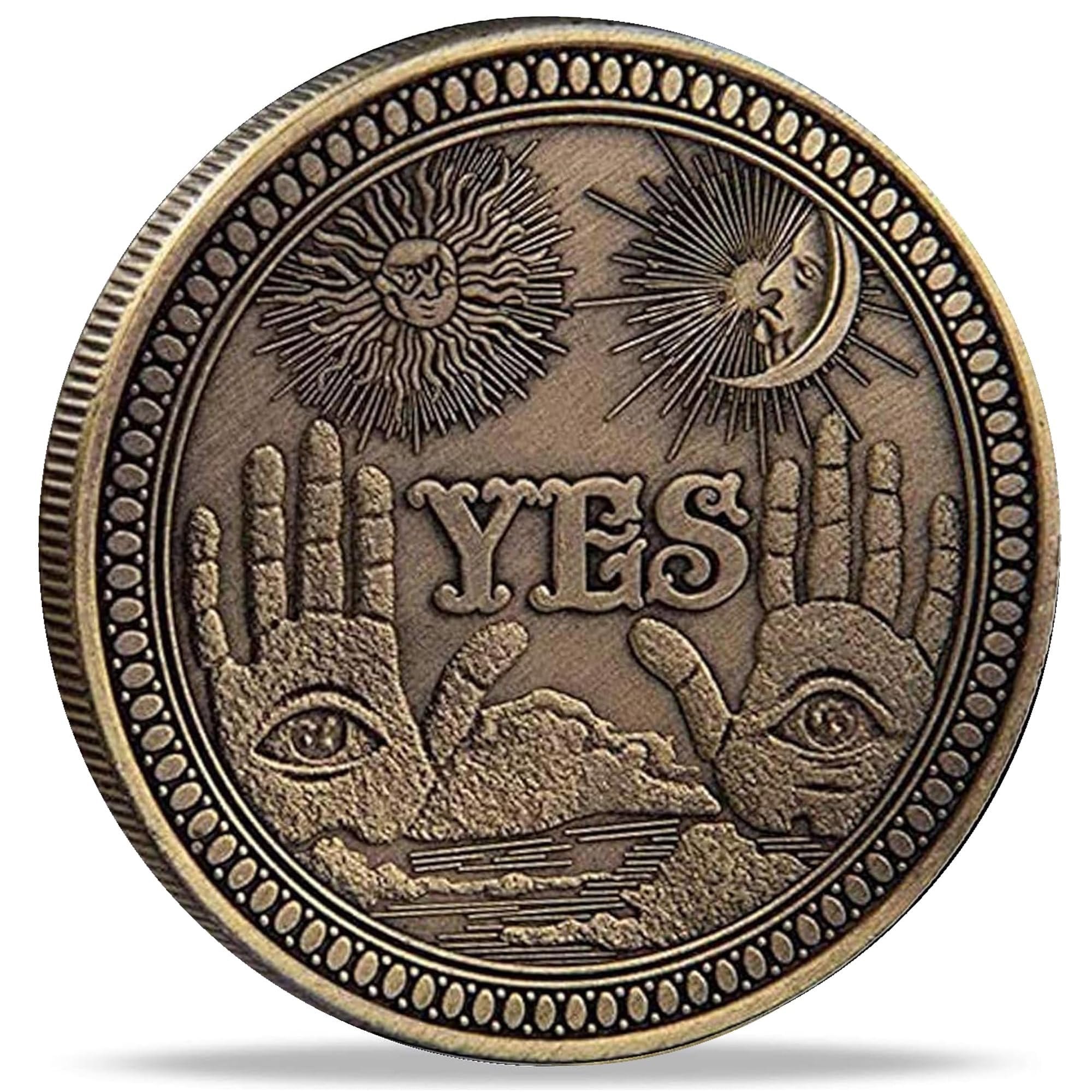 THE WHITE SHOP Yes No Challenge Coin Decision Maker Divination Coin Good Luck Commermorative Collection (Bronze)