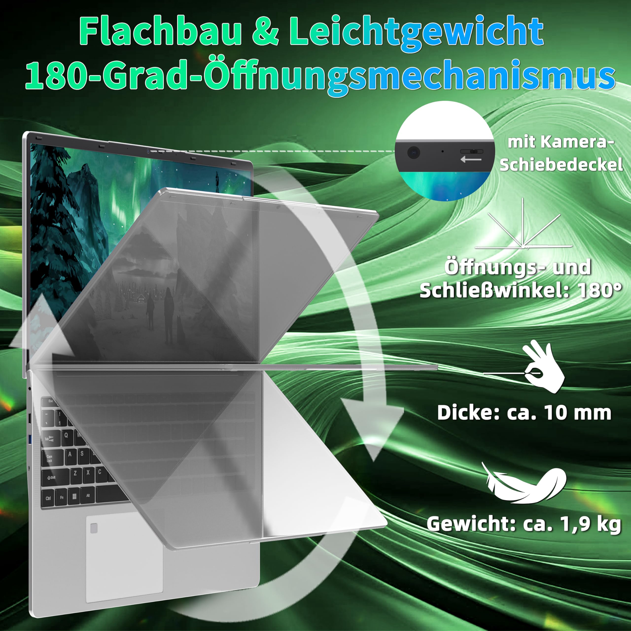 17,3 Zoll Laptop, 16GB RAM, 1TB SSD, 6500Y CPU bis zu 3,40 GHz über 3250C | FHD IPS Display, Fingerabdruck, Backlit-Tastatur, HDMI, WLAN, Business Notebook für Büro, Studium, Home, DE Tastaturfolie