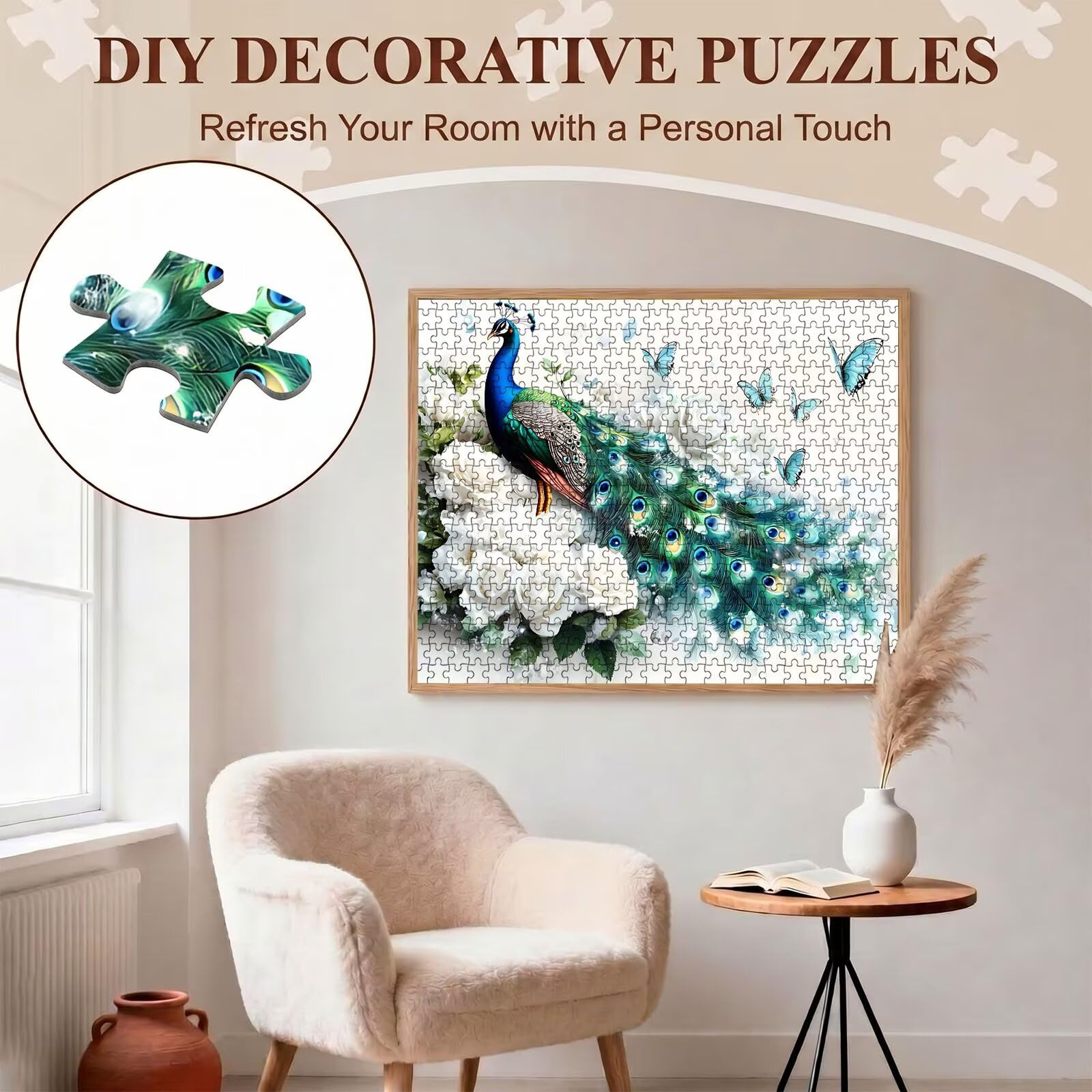 Pavone fiore-3 Puzzle 4000 Pezzi per Adulti, Puzzle in Legno - Collezione Classica con Poster Incluso -Sfida di Concentrazione e Passatempo Antistress, Gioco Educativo per Famiglia, 141 x 87 cm f0-577