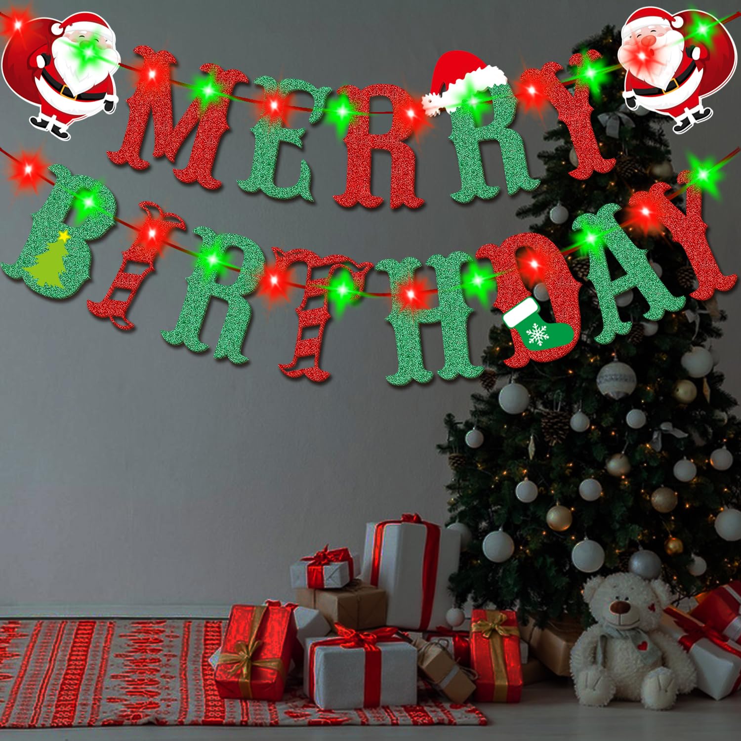 Merry Christmas achtergrond met kerst elementen, krans van pijnboomtak, riet van het suikergoed, heilige bes. illustratie voor wenskaarten, headers, website. Objecten van bovenaf bekeken. | Premium Vector