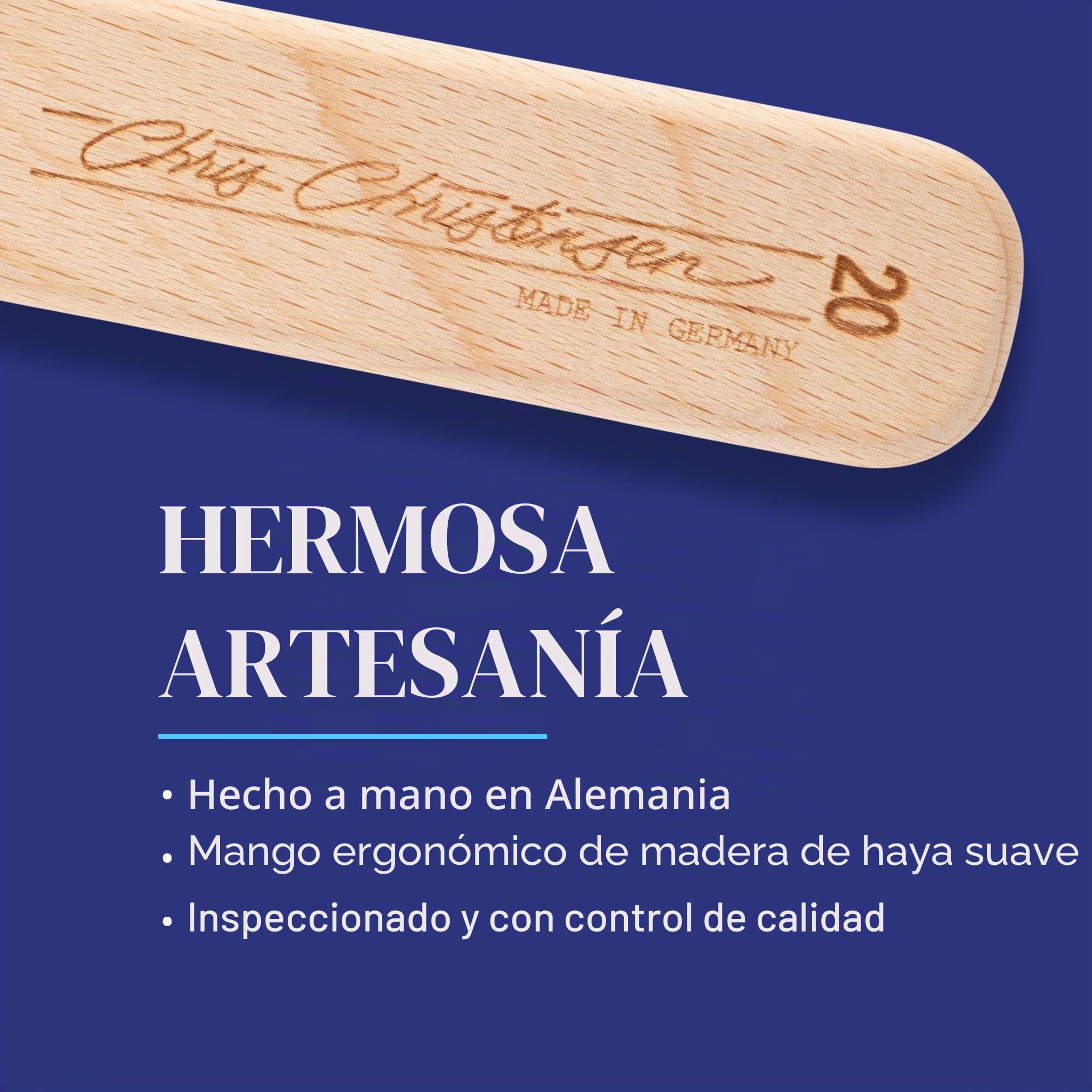 Chris Christensen Cepillo para Perro, Cepillo Ovalado de 20 mm, Serie Original, Groom Like a Professional, pasadores de Acero Inoxidable, Cuerpo de Madera de Haya Ligera, Puntas pulidas y pulidas