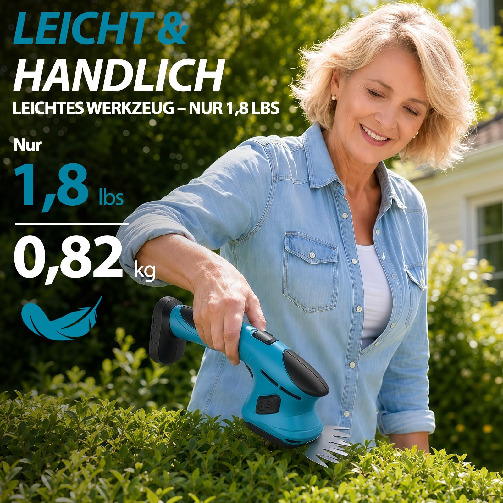 Grasschere Akku, 2-IN-1 Rasenkantenschere Heckenschere Klein Kompatibel mit Makita 18V-21V Elektrische Rasenschere Mini Gras und Strauchschere (ohne Akku und Ladegerät)