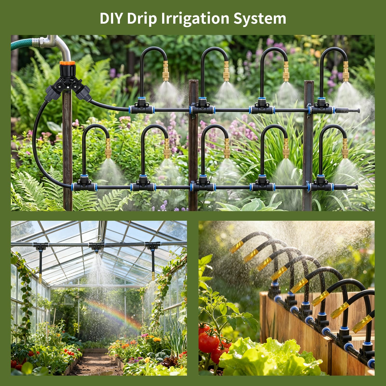 Système d'irrigation goutte à goutte de 30 m, système d'arrosage automatique de jardin avec 30 buses en cuivre, sans outils, brume fine pour jardin, terrasse, plantes en pot, système d'arrosage de