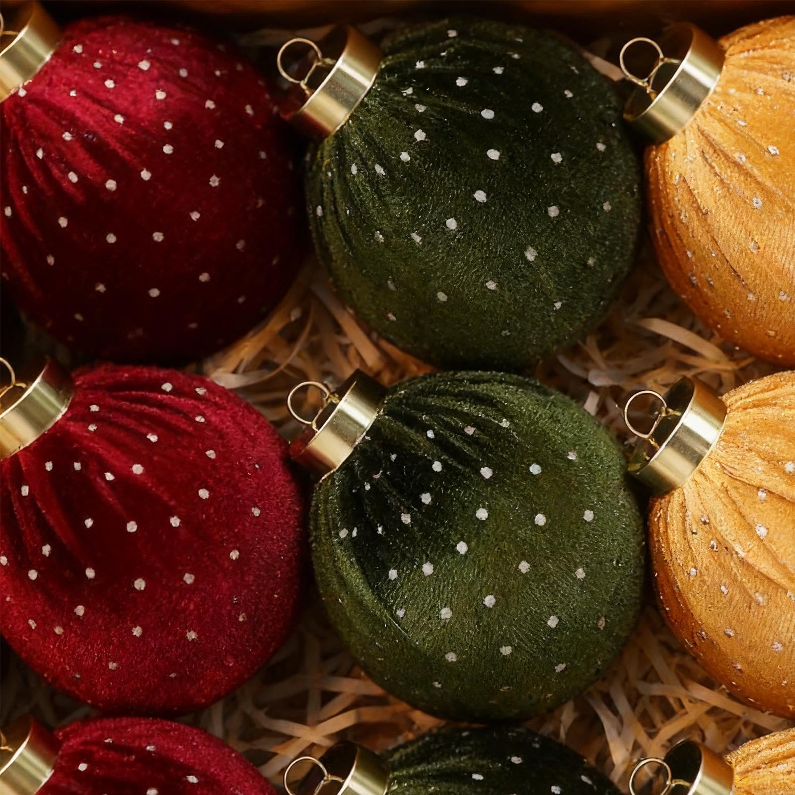 Boules de Noël en Velours Lot de 15 décorations d'intérieur incassables