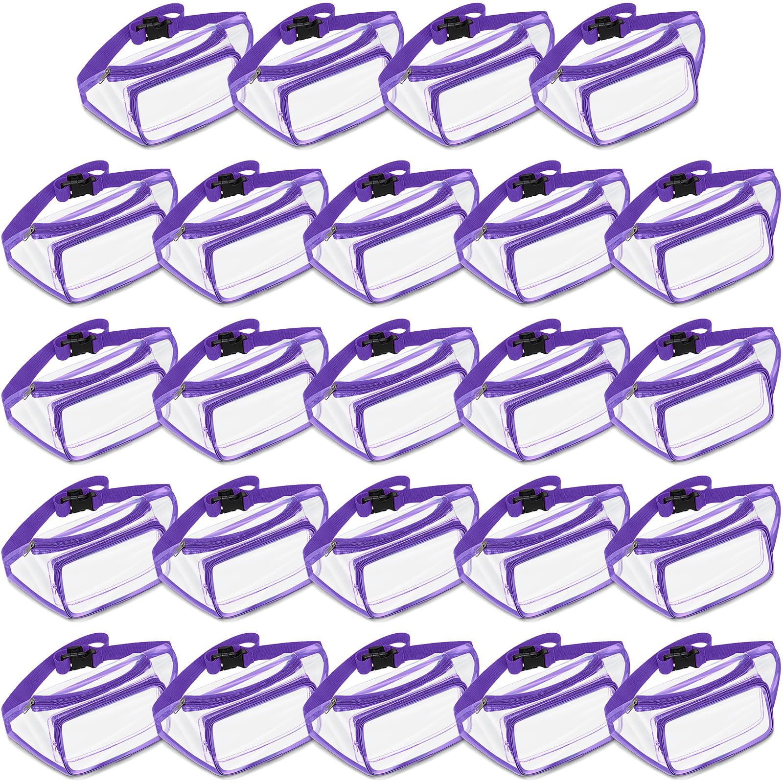 Reginary 24 transparente Bauchtaschen für Damen und Herren, Bauchtasche, Stadiongenehmigt, transparente Tasche, wasserdicht, Geldbörse, verstellbare Gürteltasche für Festivals, Spiele, Reisen, Violett