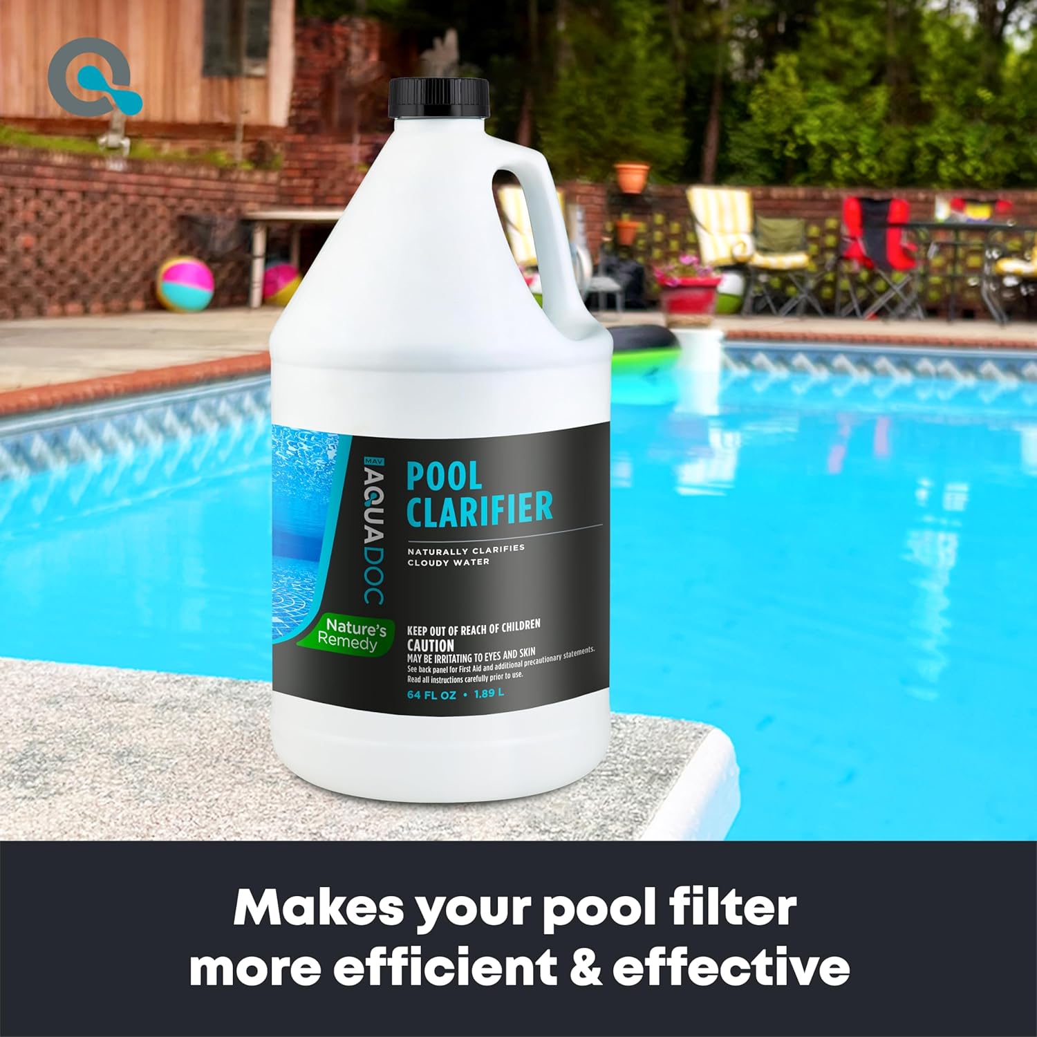 AquaDoc Natural Pool Water Clarifier - 64oz - Helps Clear Cloudy Pool Water for Inground & Above Ground Pools