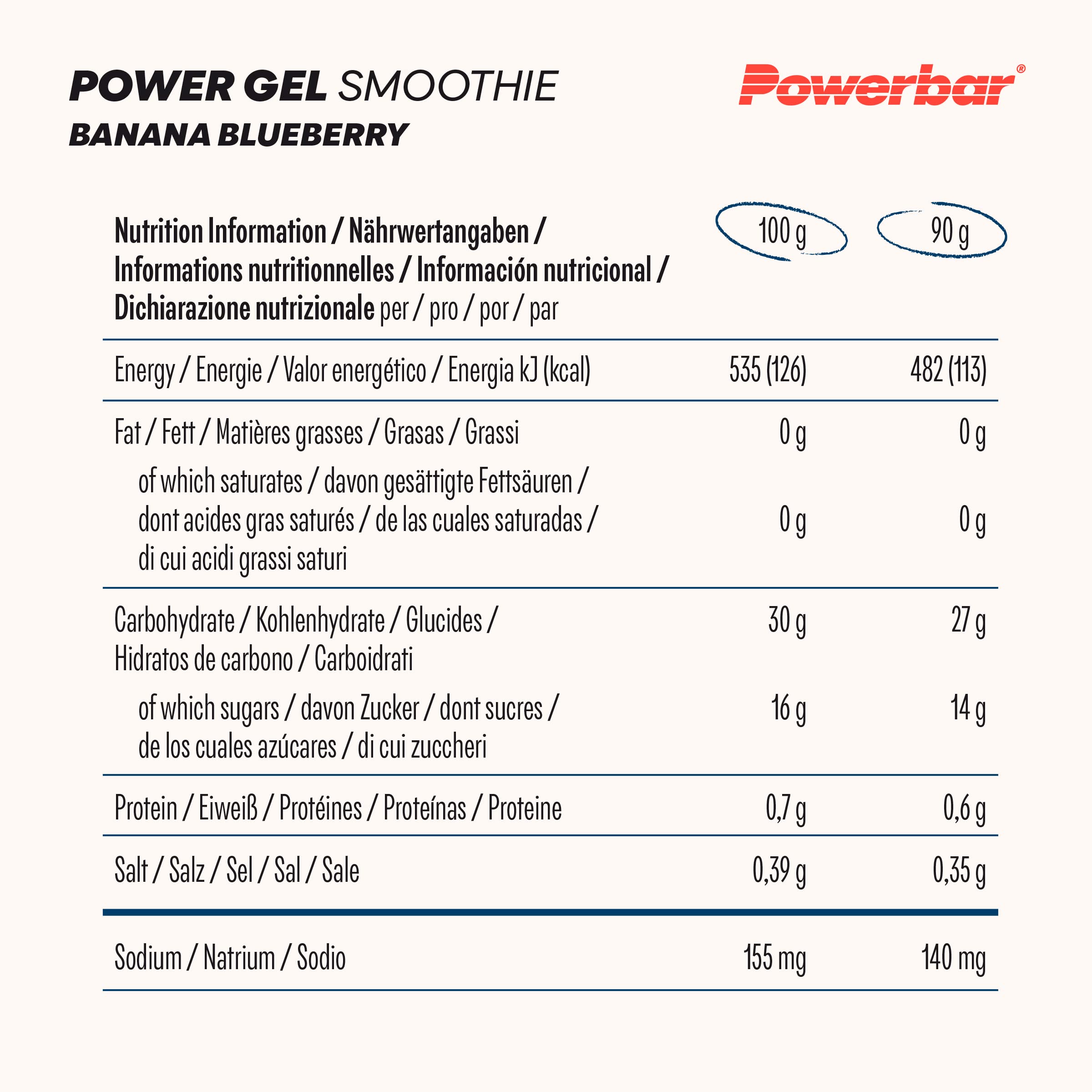 Powerbar PowerGel Smoothies (16x90g) Banane Myrtille