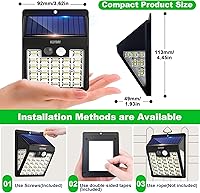 Vista 8 de Solar Lights Outdoor, 72 LED Motion Sensor Wall Light, IP65 Waterproof and 3 Lighting Modes, Solar Powered Security Wireless Light Outside for