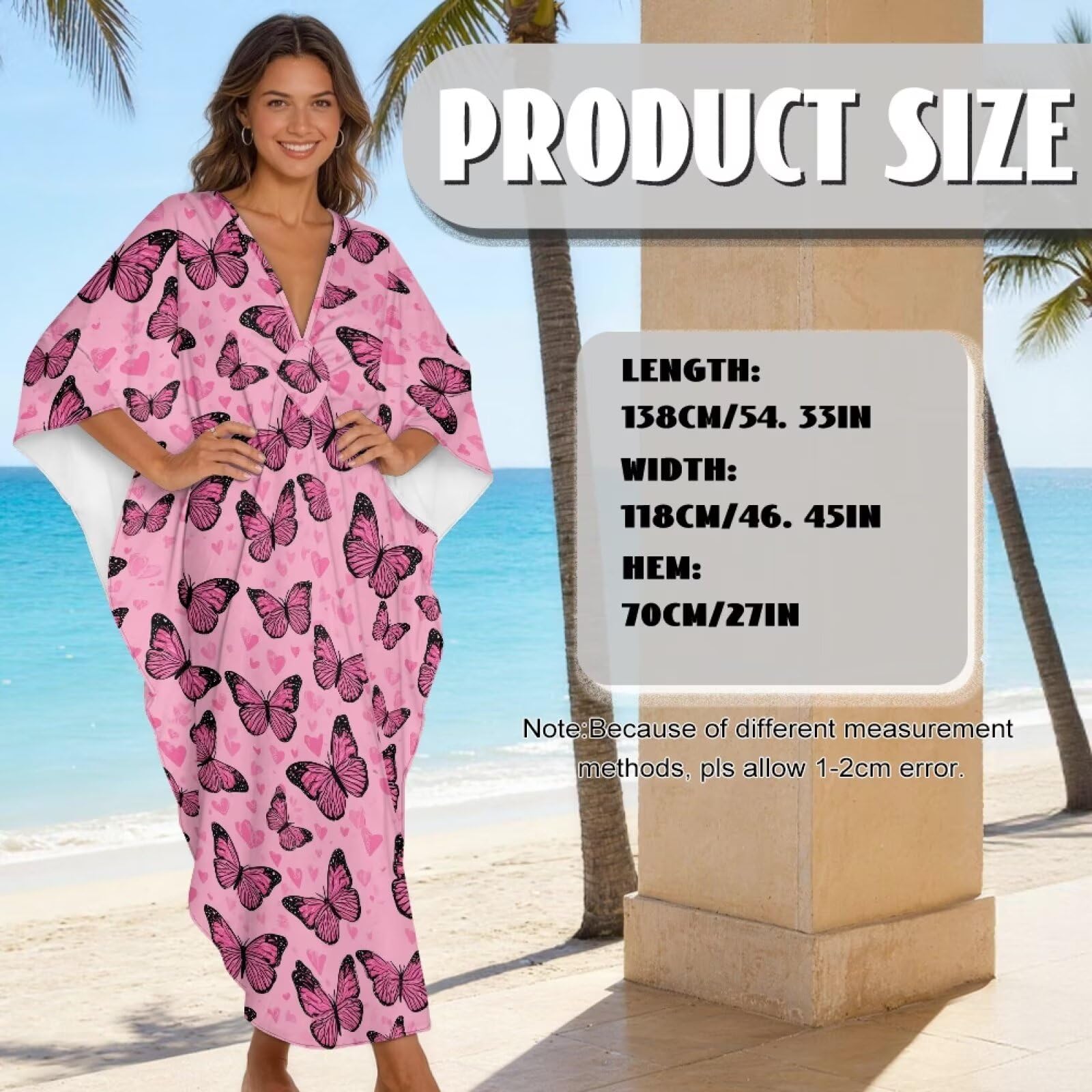 Xoenoiee Damskie sukienki kaftanowe plus size okrycie plażowe rękaw nietoperz letnia sukienka kaftanowa strój kąpielowy okrycie