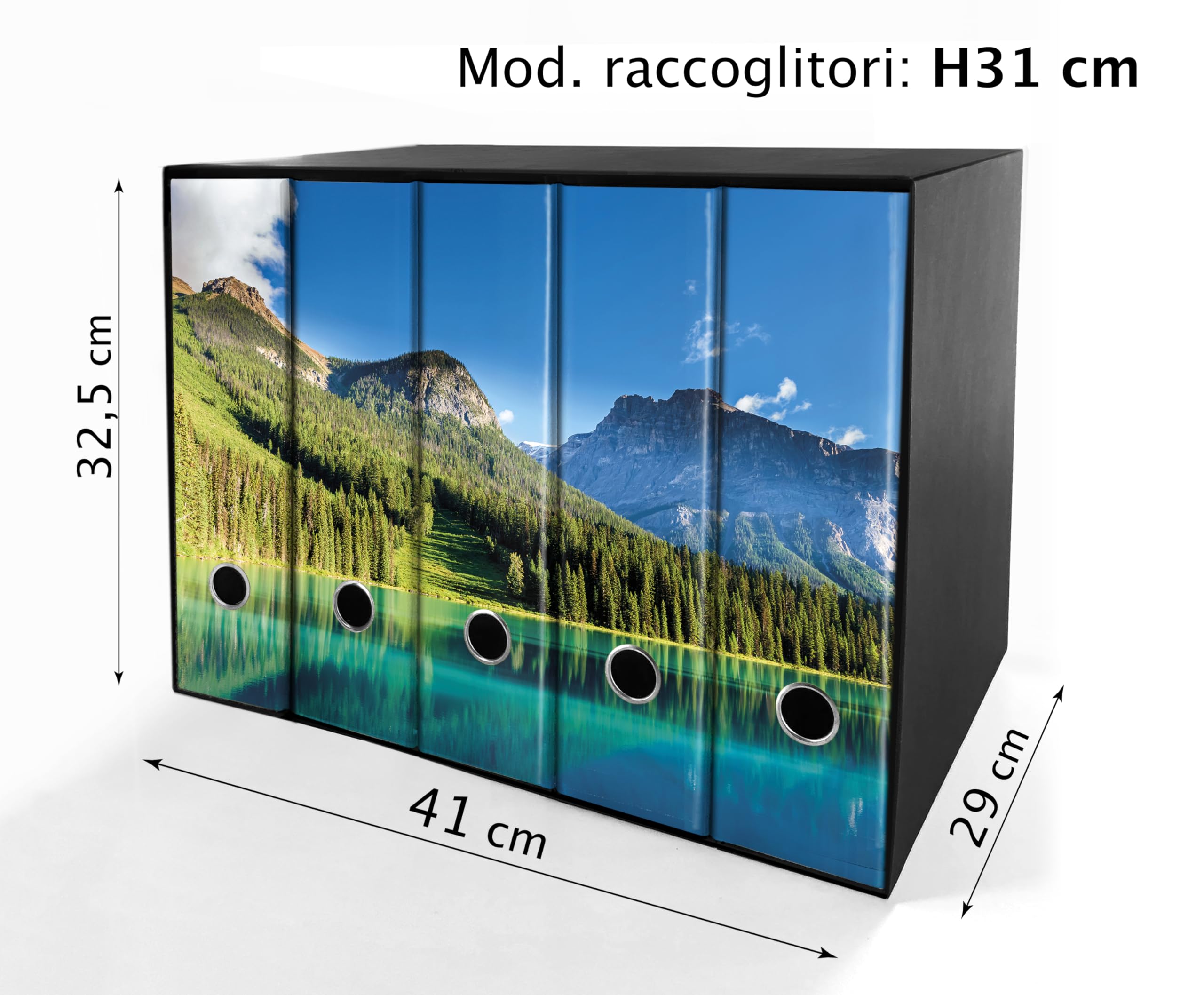 Set da 5 raccoglitori ad anelli - LAGO di MONTAGNA (H31 cm con 4 anelli)