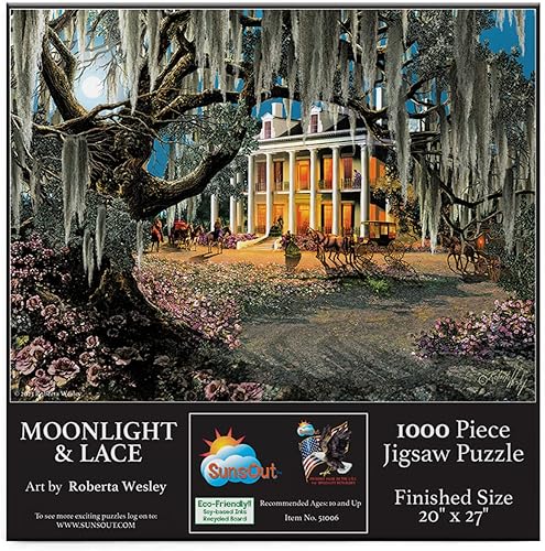 SUNSOUT INC - Moonlight & Lace - Rompecabezas de 1000 piezas por artista Roberta Wesley - Tamaño acabado 23" x 28" - MPN # 51006