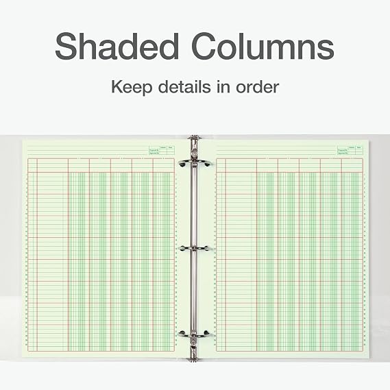 Adams Columnar Analysis Pad, 5 Column Ledger, 8.5 x 11, 100 Pages (50 Sheets), Green, 3 Hole Punch, for Accounting, Bookkeeping & Data (ACP85115)