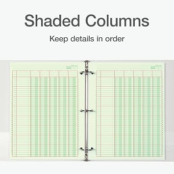 Adams Columnar Analysis Pad, 5 Column Ledger, 8.5 x 11, 100 Pages (50 Sheets), Green, 3 Hole Punch, for Accounting, Bookkeeping & Data (ACP85115)