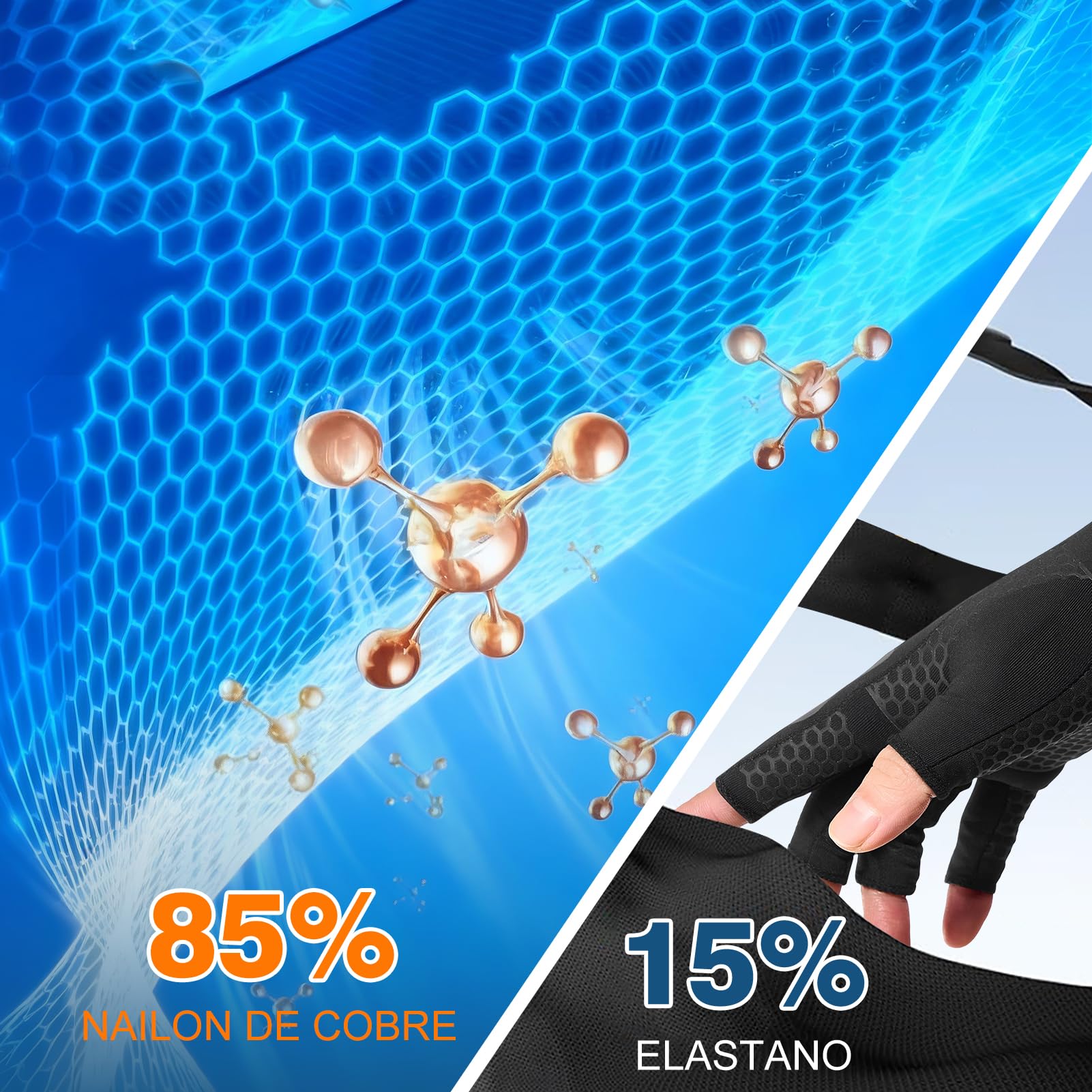 Donfri Guantes Artrosis Manos Mujer, Guantes de Compresión Sin Dedos con Cobre para Artritis Reumatoide, 2 Pares, S
