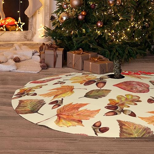 Miniatura 6 de Tapete de 36 pulgadas para falda de árbol de Navidad de cosecha de otoño, suministros divertidos de decoración de fiesta para Navidad, Halloween,