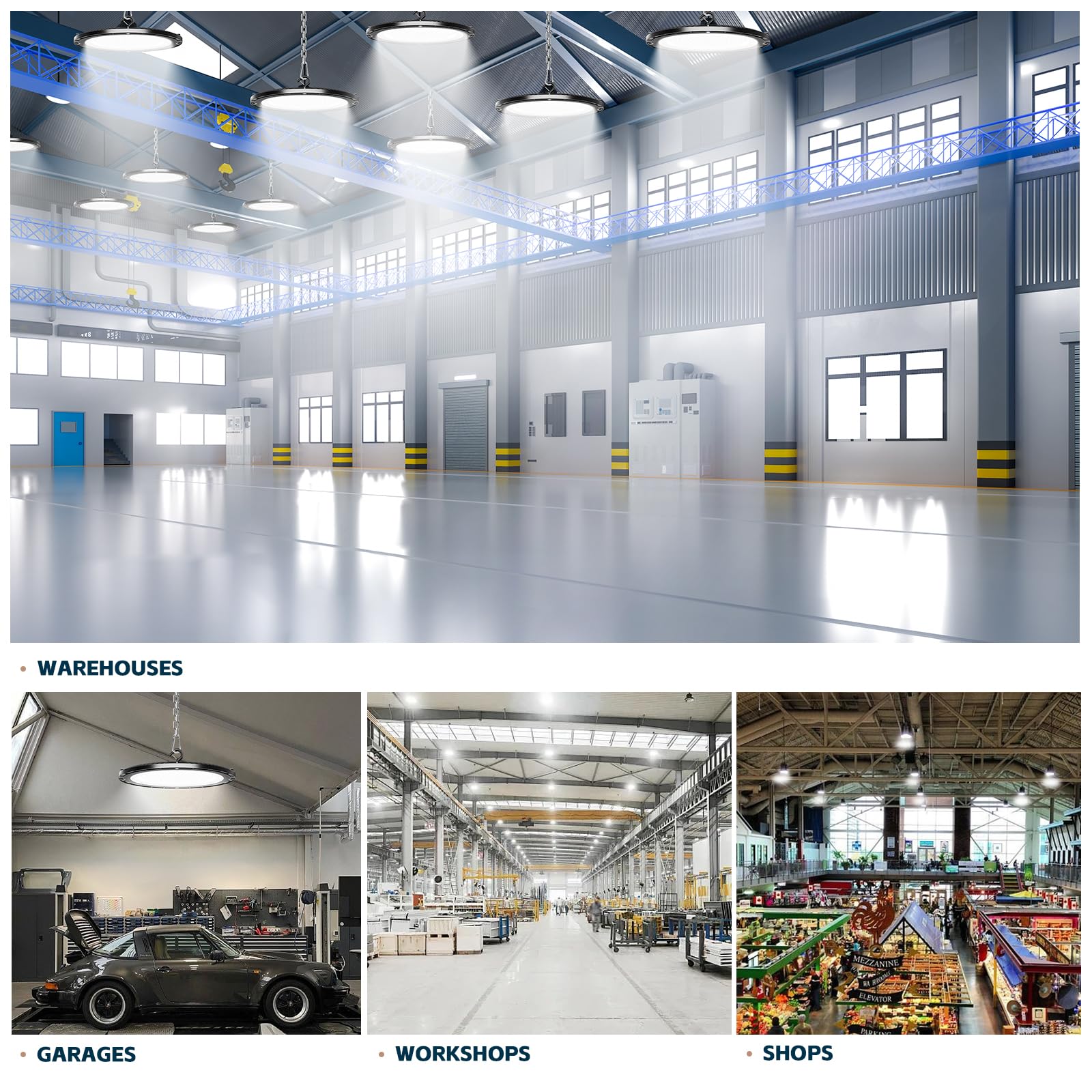 UFO LED High Bay Lights 200W 28000LM with US Plug 5ft Cable 5000K AC100-277V High Bay LED Shop — view 6