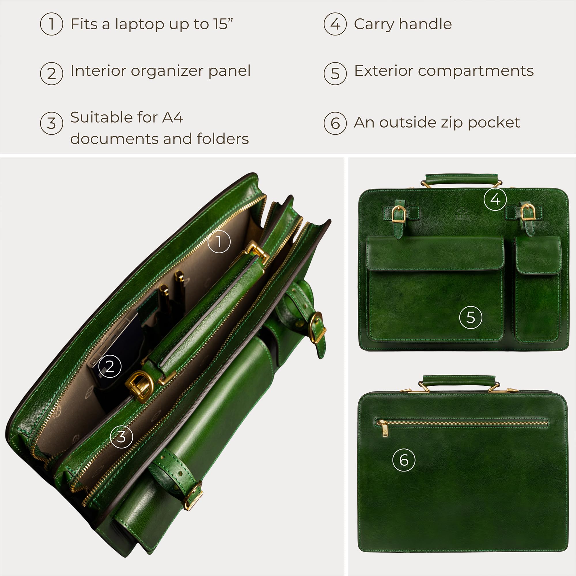 Resistencia al Tiempo Maletín De Cuero - Bolso De Cuero Con Clase Para Hombres - Maletín De Negocios Vintage