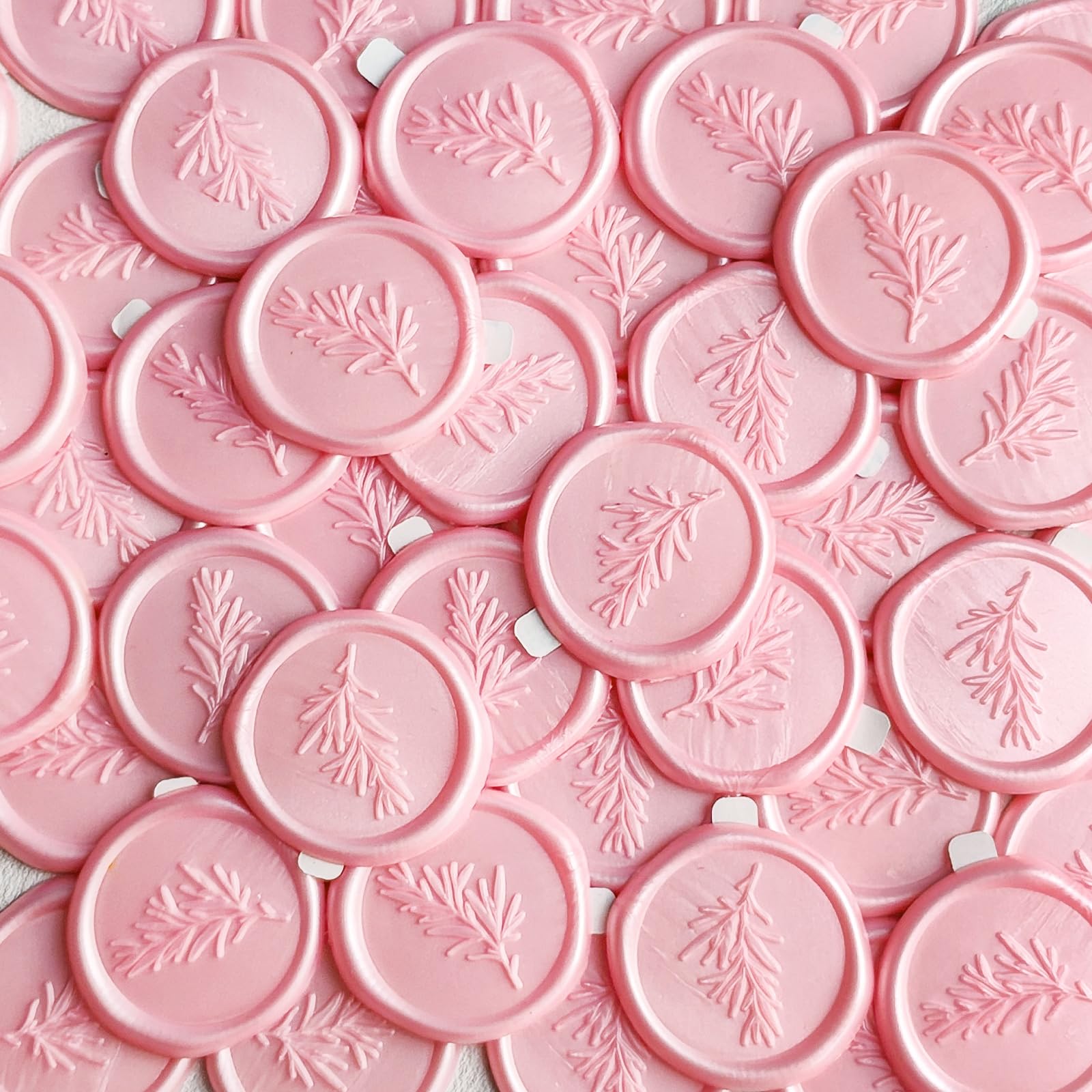 Pilloze 25 Pcs Pink Wax Seal Stickers, Rosemary Envelope Seal, Pink Rosemary Stickers for Scrapbooking Christmas Envelope Seals, Premium Wedding