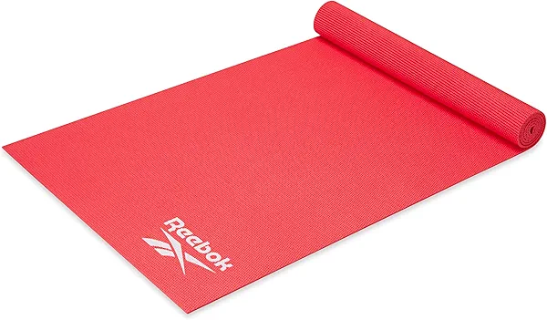 Reebok 5mm Solid Yoga Mat 68" x 24" Non-Slip, Lightweight, Foldable, and Durable Exercise Mat with Carry Strap for Home Workout, Yoga, Pilates, Fitness, and Outdoor Training