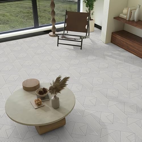 Miniatura 4 de Elffloor Azulejos de vinilo impermeables para despegar y pegar, autoadhesivos, fáciles de instalar, 11.8 x 11.8 pulgadas, patrón de línea para baño,