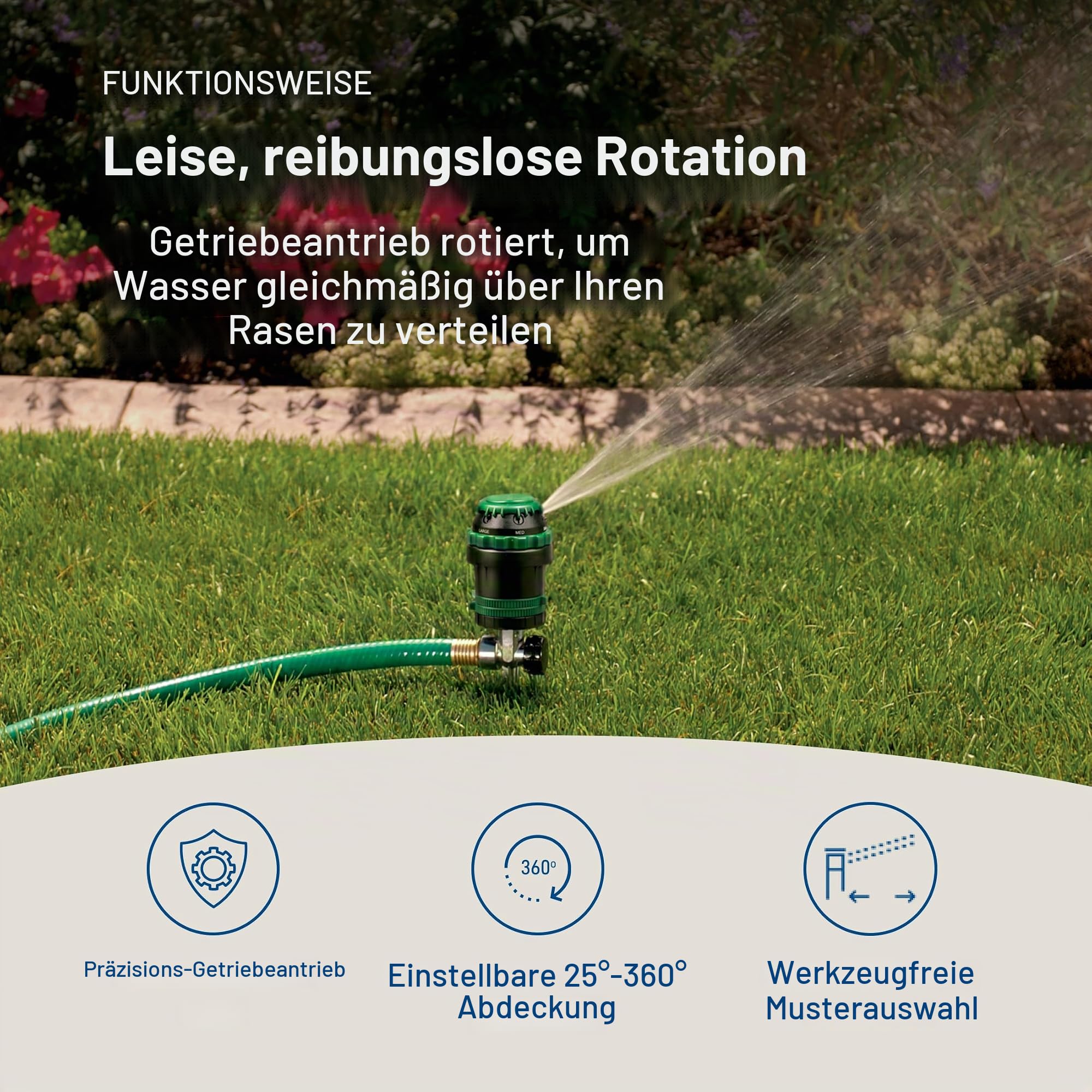 Orbit 58573N H2O-6 Getriebe-Sprinkler, Spike B 58573, grün