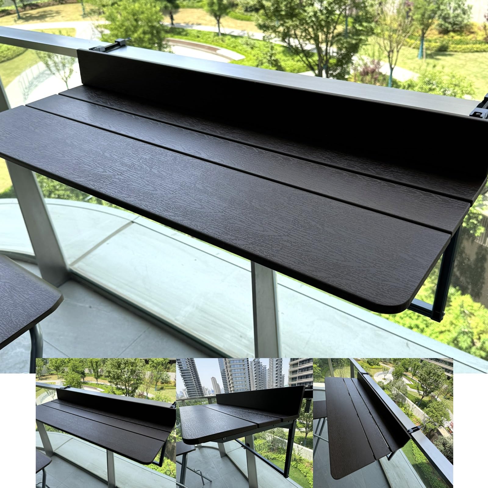 Tavolino da balcone esterno,Tavolino pieghevole da balcone,Tavolo sospeso ad altezza regolabile su 2 livelli,Tavolino Pieghevole,per esterno giardino ufficio(L60*w27cm/L23.6*W10.6IN)