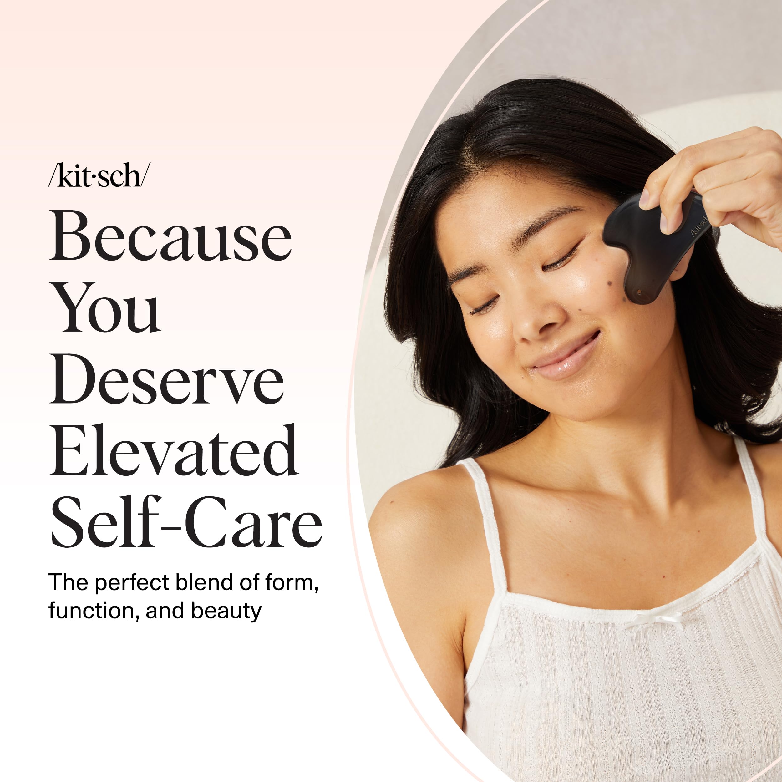 Kitsch Stainless Steel Gua Sha Facial Tools - Guasha Tool for Face, Face Sculpting Tool, Jawline Shaper, Double Chin Reducer, Body Gua Sha Tools, Lymphatic Drainage Massager, Facial Skin Care -: Matte Black
