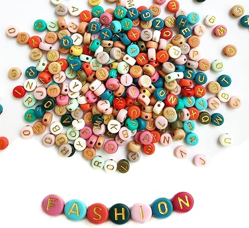 Vista 23 de Amaney - 1200 cuentas de letras de la A a la Z de 0.157 x 0.276 in, cuentas redondas blancas del alfabeto acrílico, incluye 100 cuentas de corazón