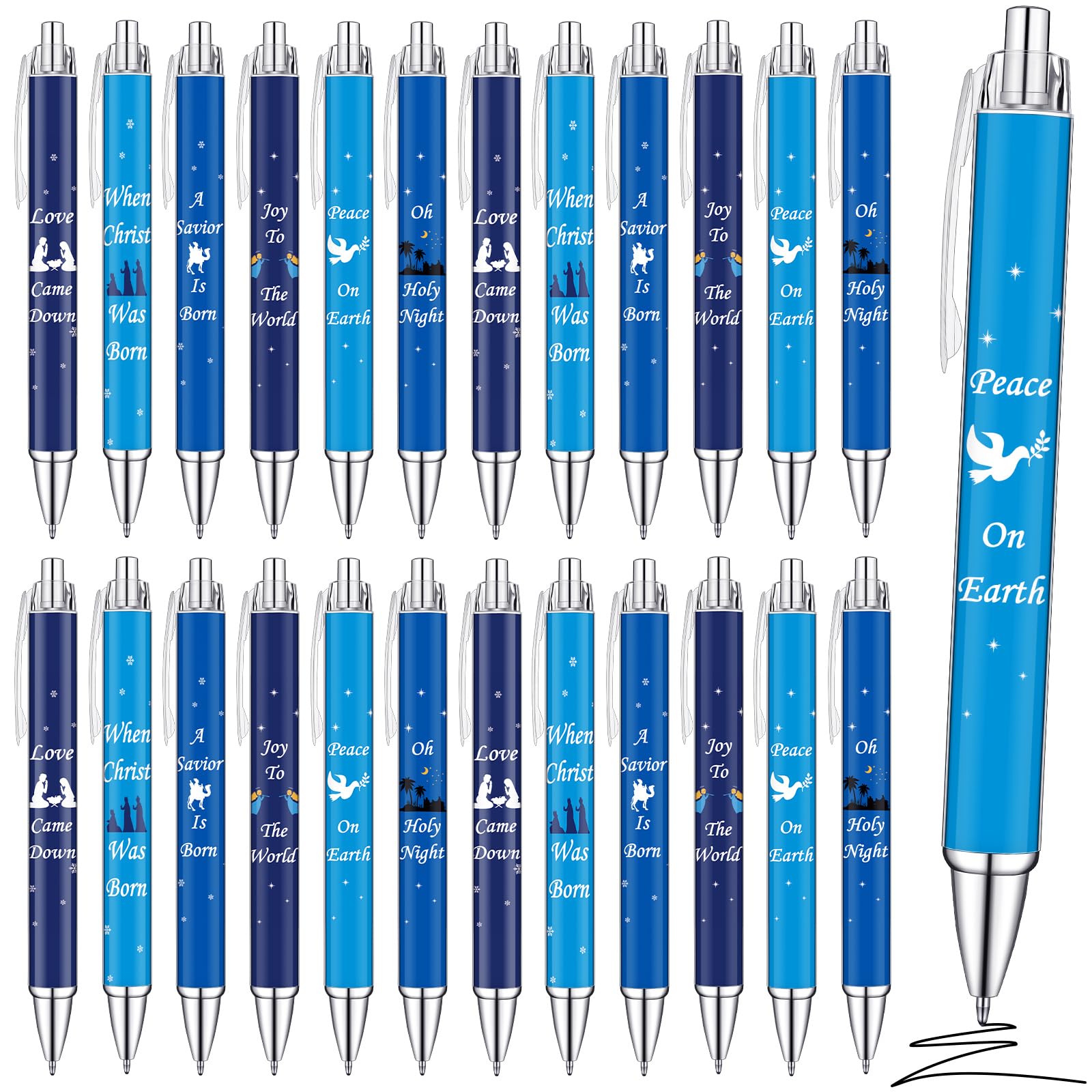 Photo 1 of Yeaqee 24 Pcs Christmas Ballpoint Pens Inspirational Pens Christian Pens Retractable Bible Pens Motivational Scripture Quote Pens Religious Message Pen for Women Men School Office Home Supplies