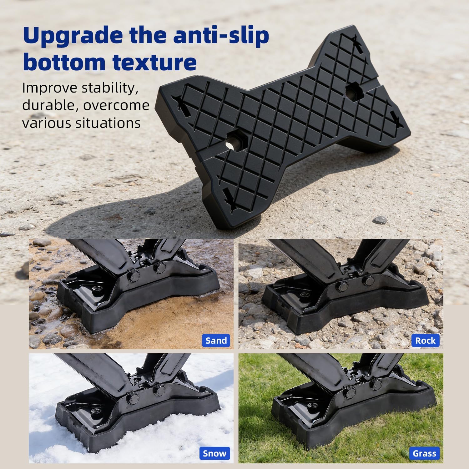 2 Pack RV Stabilizer Jack Pads, 7,700 Lbs Heavy Duty Rubber Jack Pads for Scissor Jacks up to 9"x4.5", Dual-Point Fit Stabilizer Pads for Travel Trailers & 5th Wheels (2 Pads)