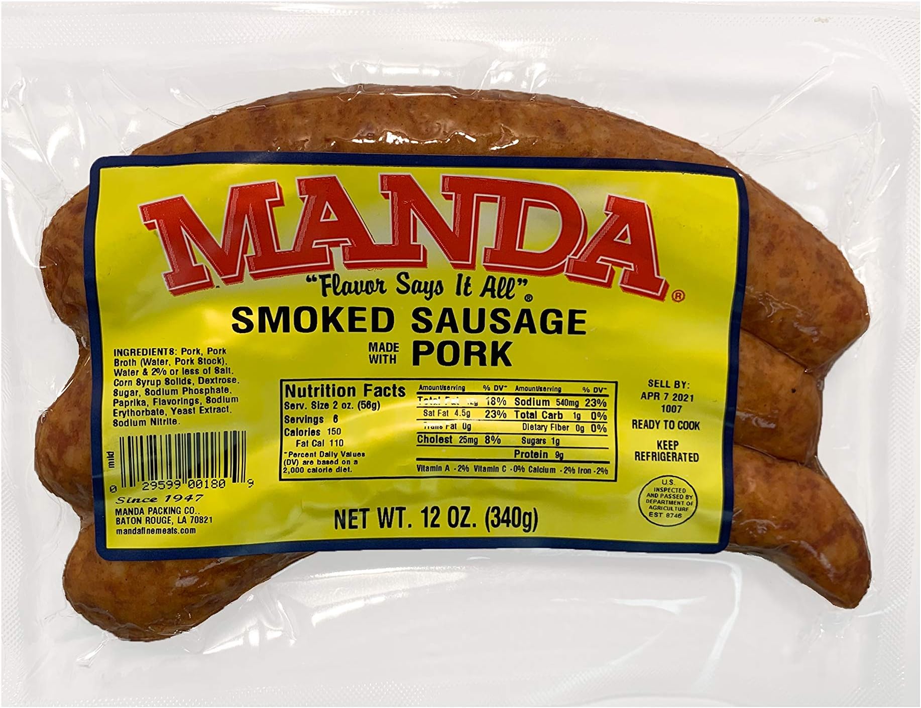 Manda Mild Sausage Links 12oz