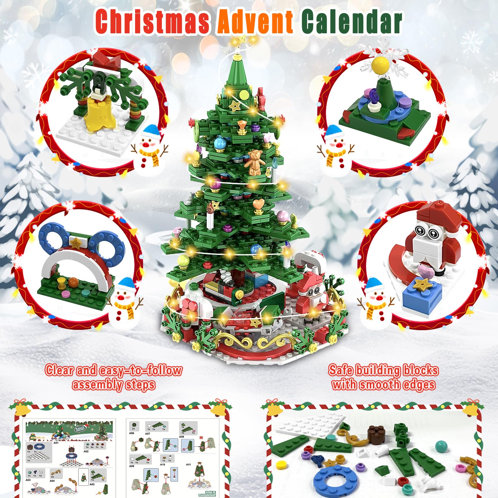 Advent Calendar 2025, 24 Days Countdown Building Blocks Kids Toys, Christmas Tree Building Toys - Image 3