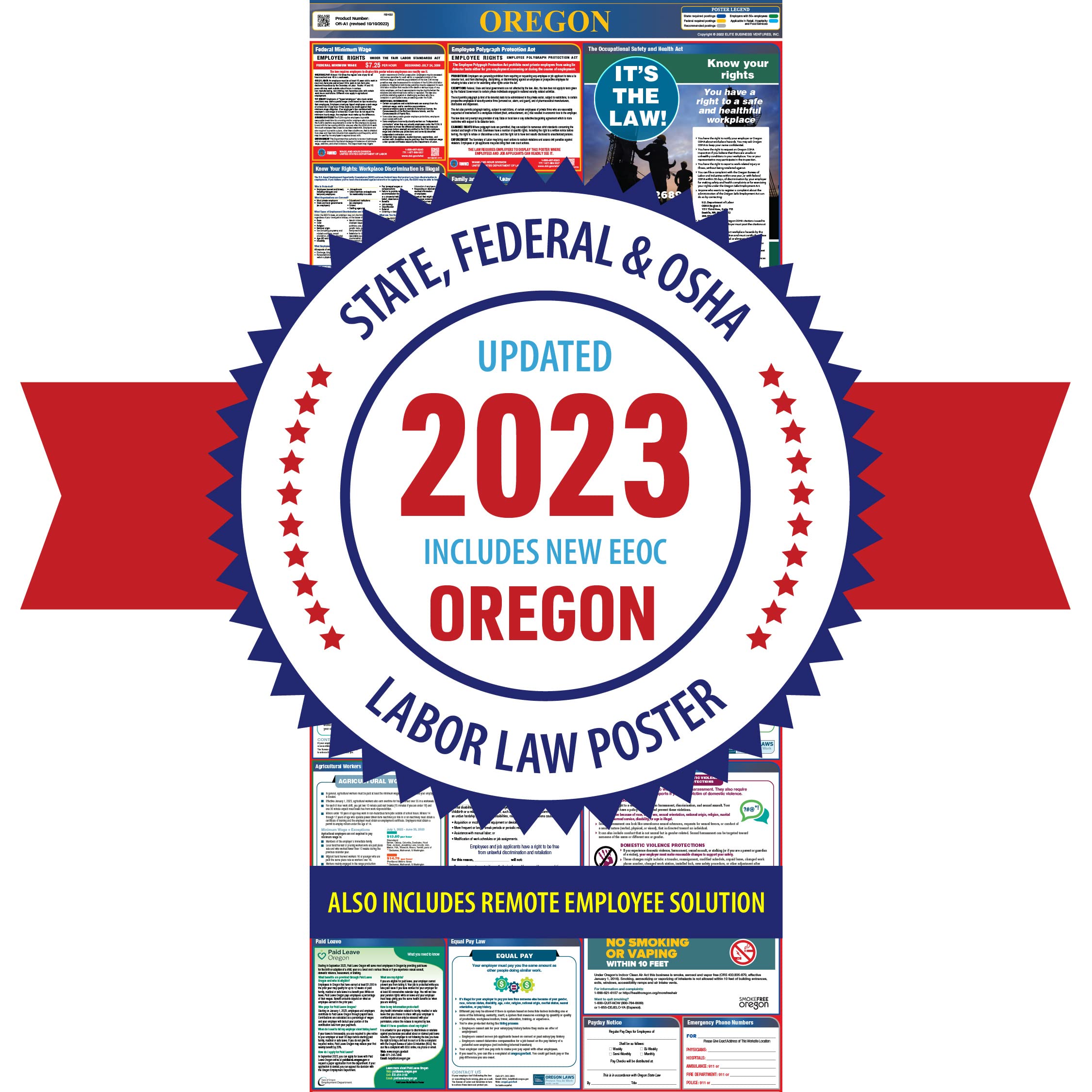 Amazon.com: OSHA4LESS.COM Oregon 2023 Labor Law Poster – All in One State  and Federal Laminated 21” x 50” Poster – Updated EEOC, Paid Leave and  Minimum Wage Requirements – Remote Employee Solution : Office Products