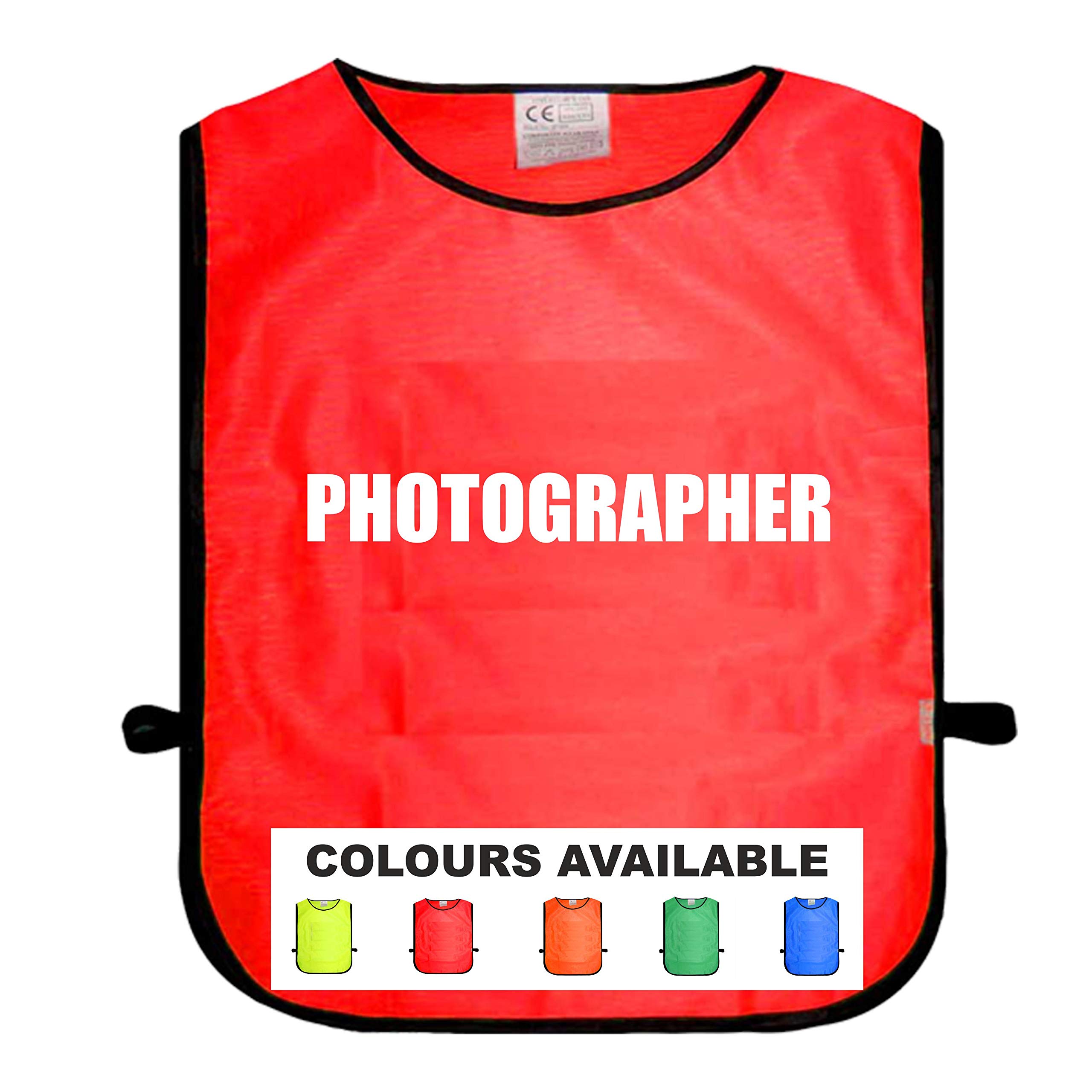 Brook Hi Vis Uk Unisex Red Photographer Tabard, Adult One Size Fits All, Available In Five Different Bright Colours