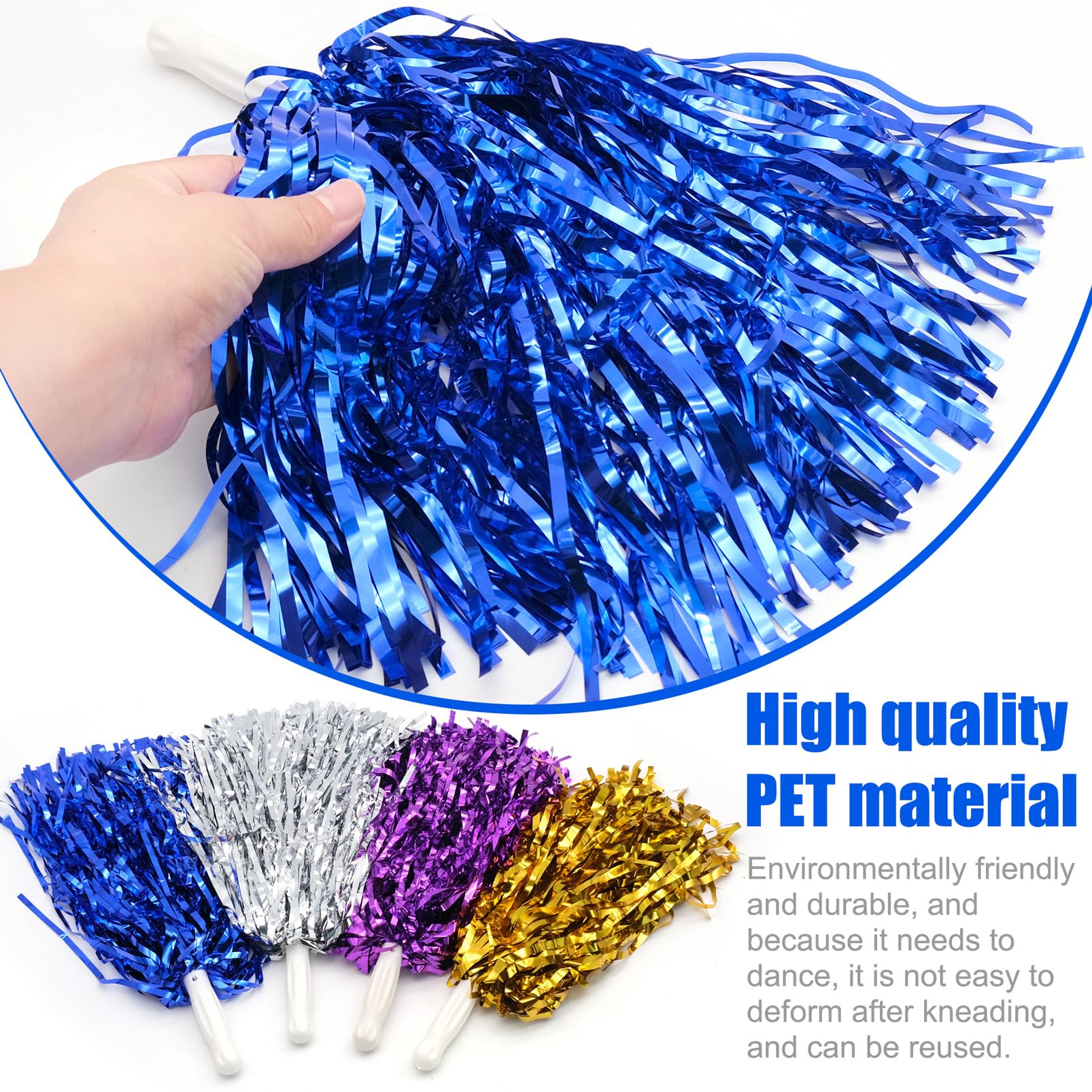 BLLREMIPSUR 8 Pieces Cheerleader Pompoms Hand Flowers - Image 4