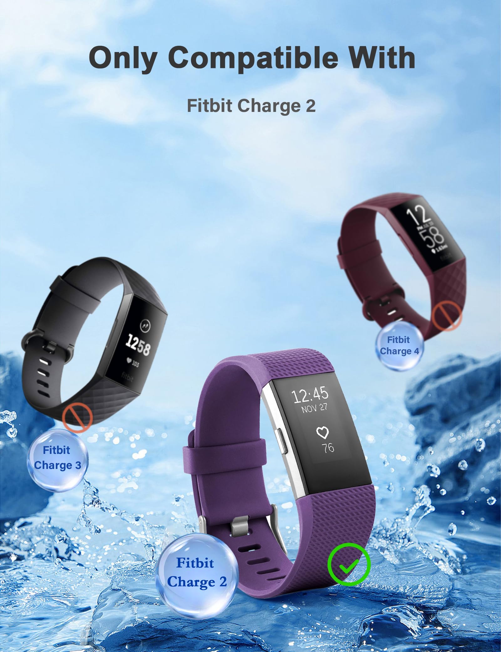 Sinoacc Cavo Di Ricarica Per Fitbit Charge 2 – 1 Metro, Resistente, Clip Rinforzata, Sostitutivo USB