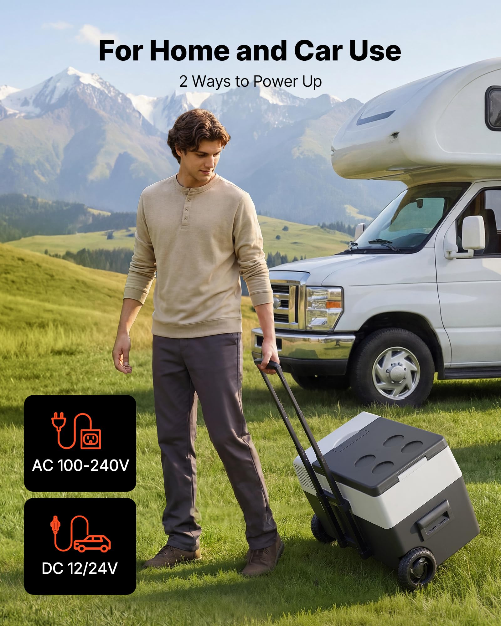 VEVOR Frigorifero per Auto Portatile, Frigorifero per Auto con Ruote Maniglia Capienza 30 L Controllo APP, Temperatura tra -22°C a 10°C, Congelatore Elettrico per Camper SUV da Campeggio Viaggio
