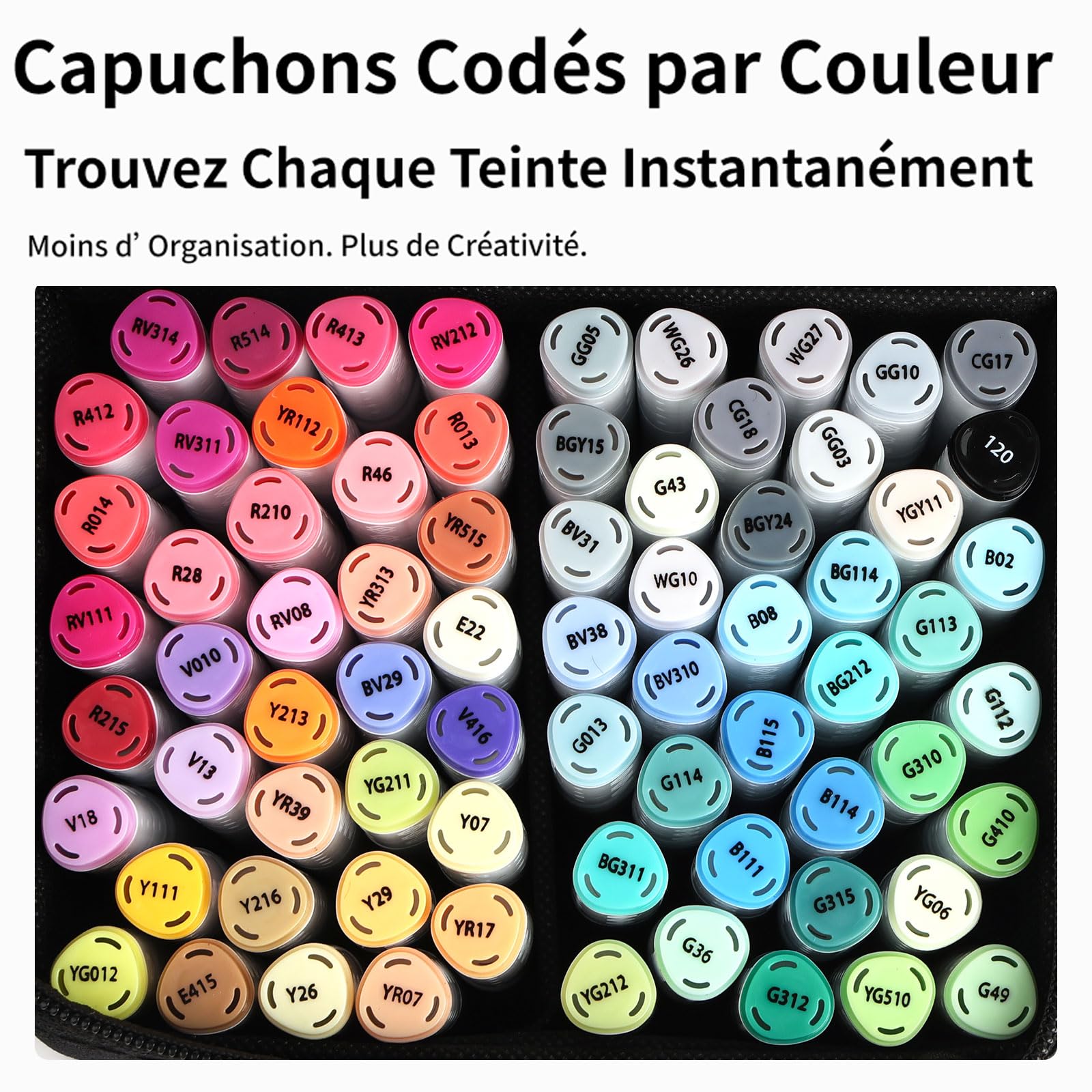 Feutres à Alcool 72 Couleurs, Pointe Pinceau & Ciseau