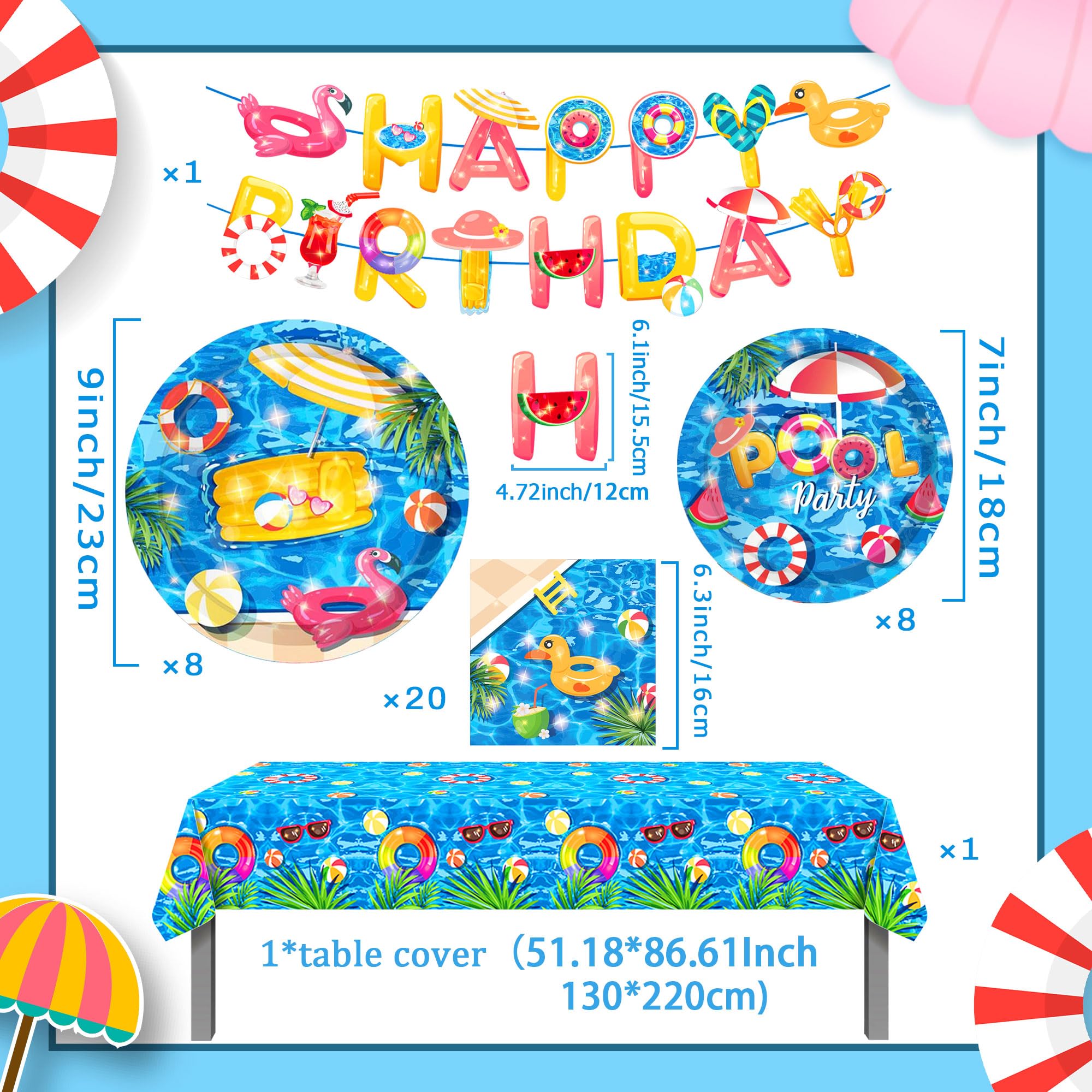 JeVenis decorazione festa piscina tovaglioli tema hawaii spiaggia compleanno tavola