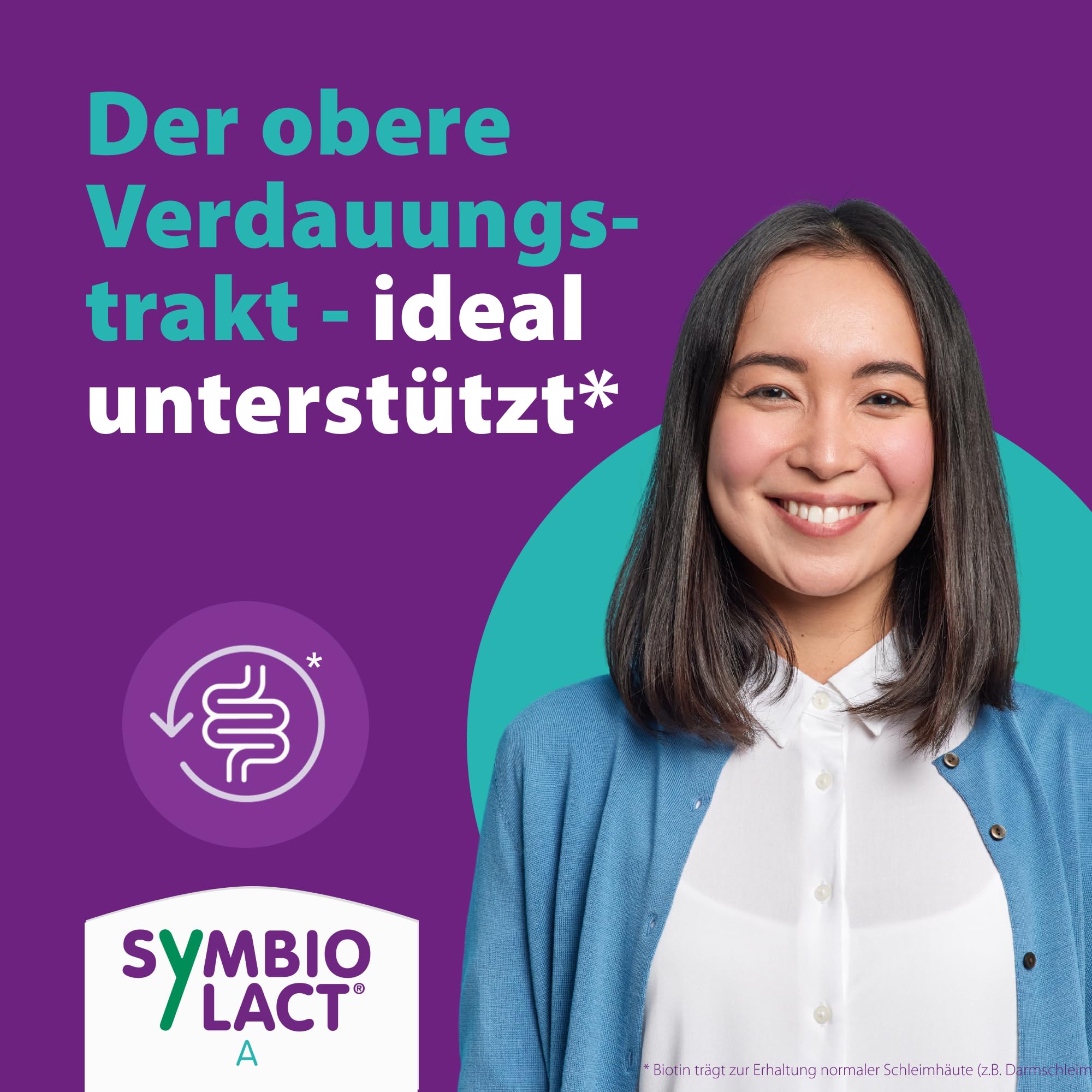 SymbioLact A für die Darmschleimhaut des oberen Verdauungstrakts, 90 Beutel | Mit Milchsäurebakterien und Biotin, 2 Mrd. Bakterien pro Beutel