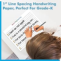 Vista 4 de 100 Sheets Ruled Writing Paper, Double-Sided Printing Skip-A-Line Ruled Writing Paper with Dotted Lines Handwriting Practice Paper 1” line spacing