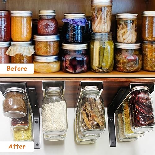 Miniatura 4 de lopeztek Estante de almacenamiento para tarros de masón, organizador de tarros Mason para almacenamiento de alimentos, estante debajo del gabinete,