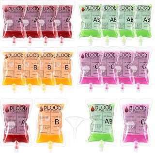 VEKDA 20 Packs Blood Bags for Drinks, 8.5oz IV Bags for Drinks Reusable Food Grade Pouches Bags with Cap for Halloween Party Supplies