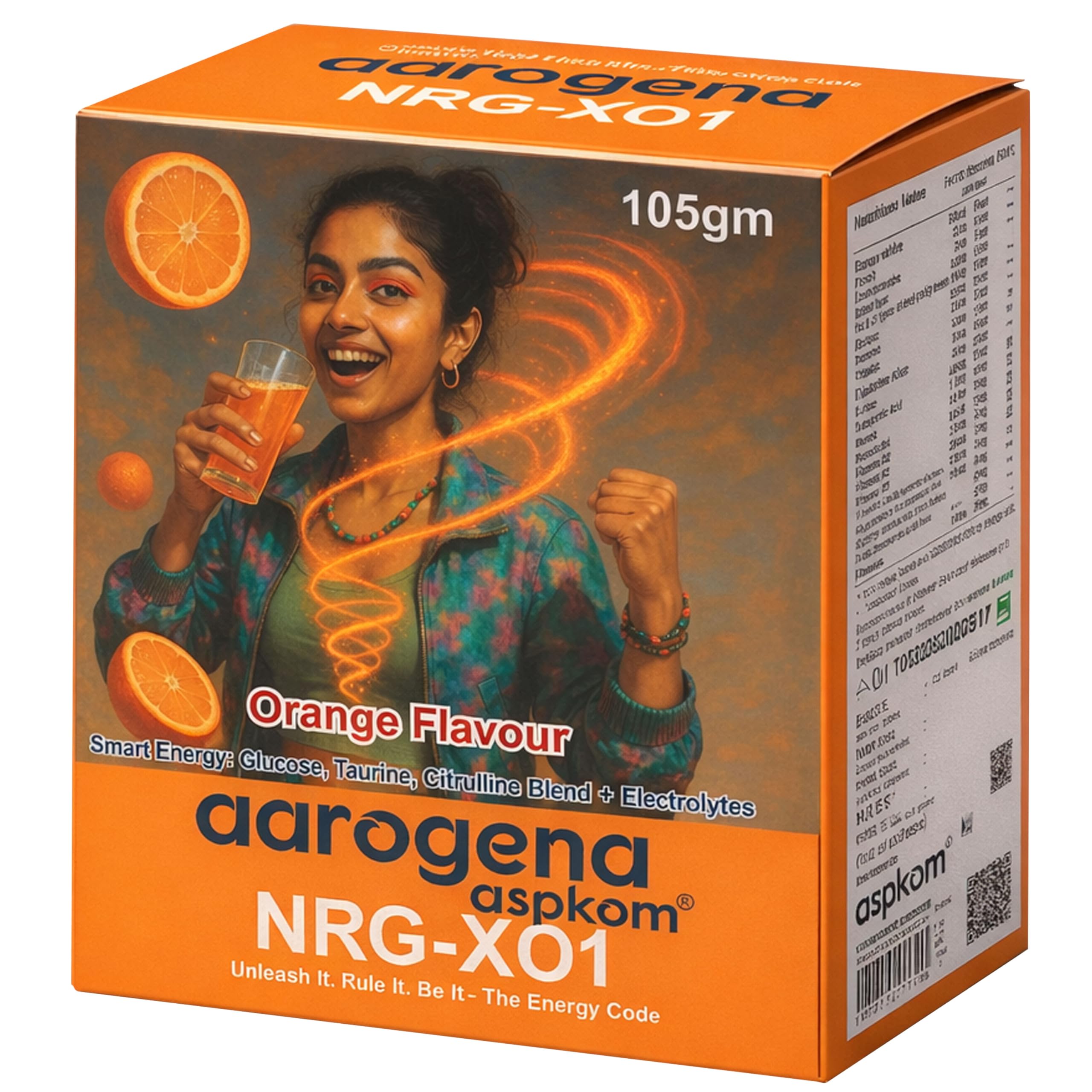 NRG-X01 L-Citrulline Malate Pre-Workout & Hydration Drink Mix | ATP Muscular Boost with Electrolytes, Taurine, B-Complex Vitamins & Dual-Source Carbohydrates | Orange Flavor | 105g (5 Servings)-image-3