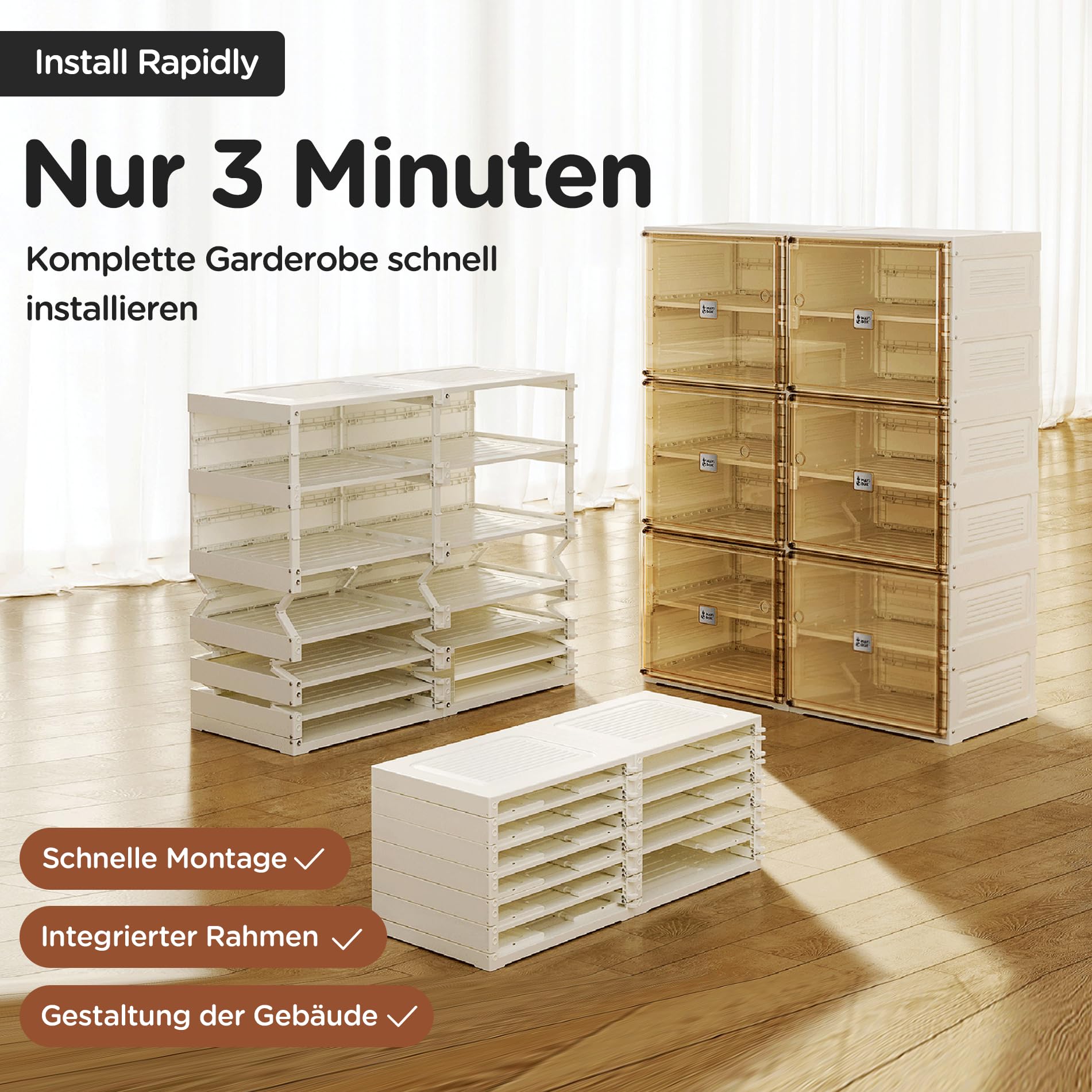klappbarer Schuhschrank,Transparente Schuhboxen, stapelbar, 10 Stück mit magnetischer Tür, für Stöckelschuhe, Stiefeletten, Pumps (2 Spalten 10 Schichten 38 Paar)