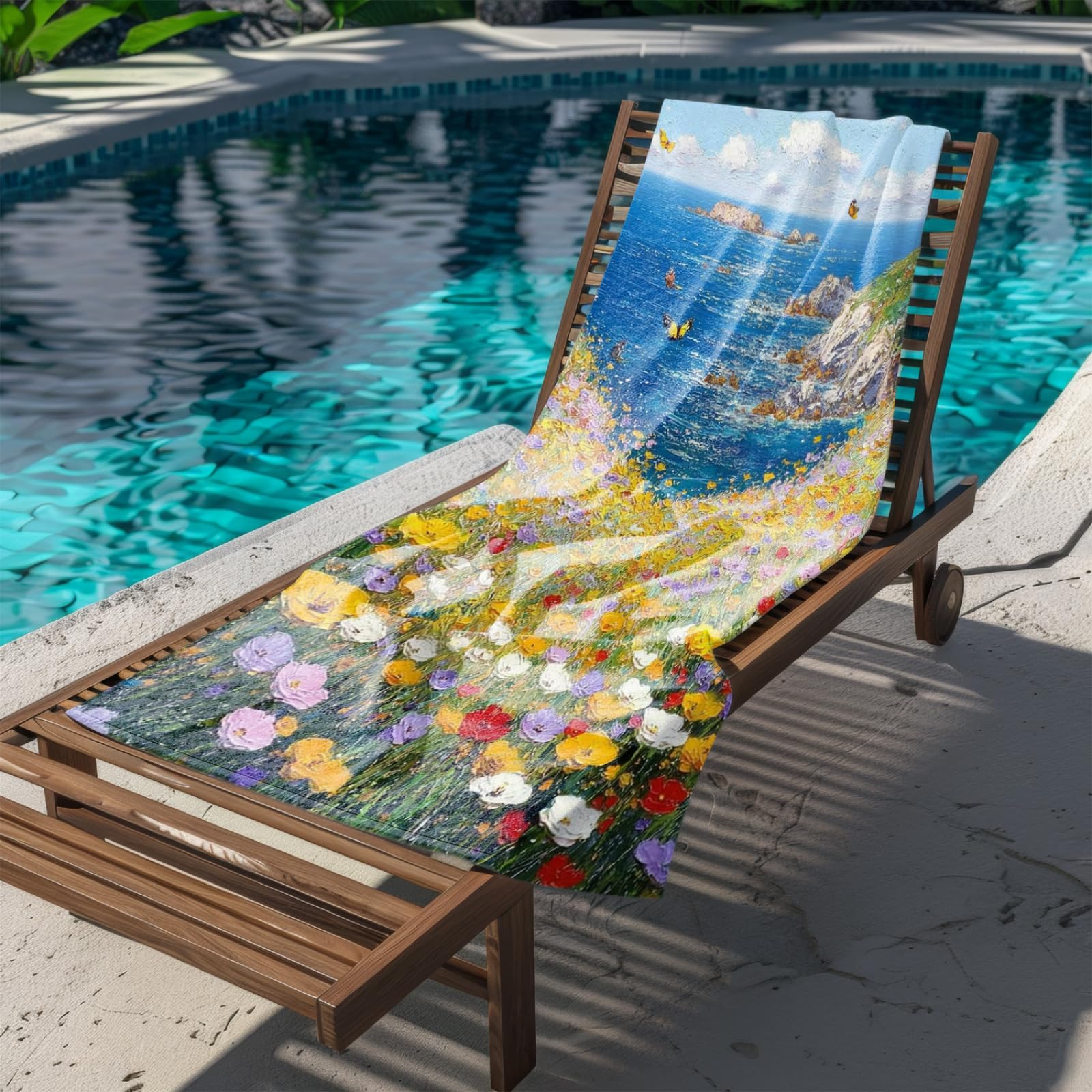 Telo Mare Microfibra 210x230 Isola Dell'Oceano Blu Telo Spiaggia Grande Antisabbia,XXL Asciugamano Mare, Asciugatura Rapida, Stuoia Spiaggia Leggero E Portatile