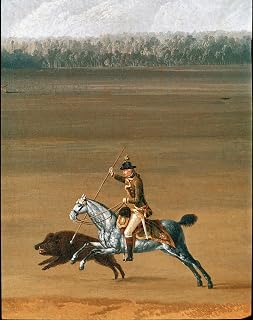 ARTTLBBS Famous Canvas Wall Art Pictures Print Ferdinand Iv Hunting Wild Boar on the Cassano Estate by Jacob Hackert Nature Pictures for Home Decor 60x90cm